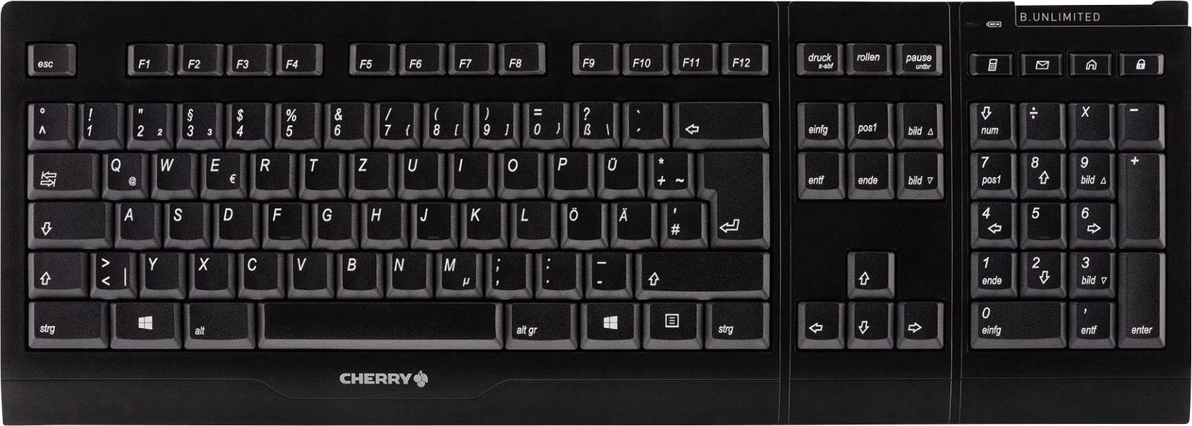 CHERRY B.Unlimited 3.0 Funk Tastatur, Maus-Set Deutsch, QWERTZ Schwarz