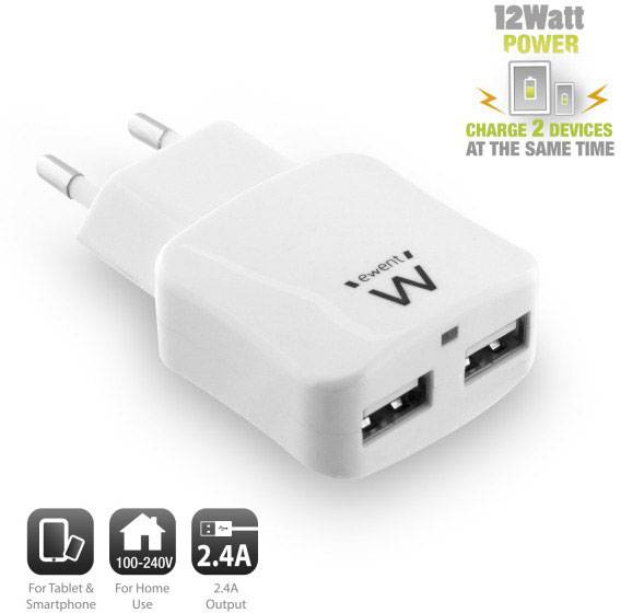 Ewent by Eminent EW1302 USB-Ladegerät Steckdose 2 x USB