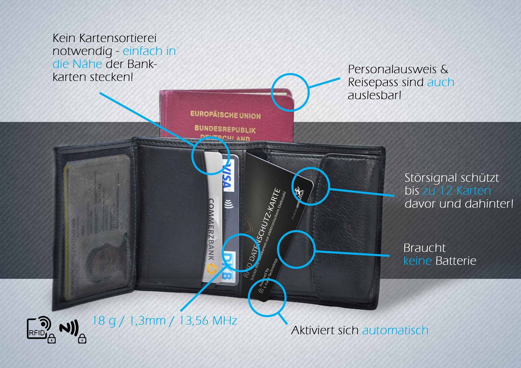 Makaka on the run RFID NFC Blocker Karte X000W4TFY9 1 St. Schwarz