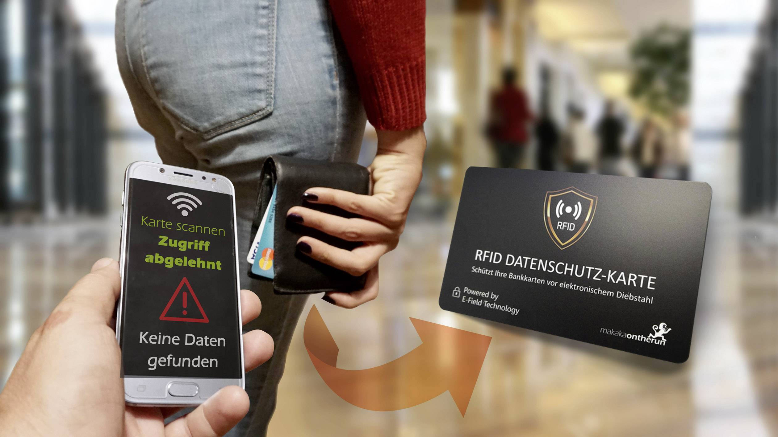 Makaka on the run RFID NFC Blocker Karte Schwarz X000WKF961 2St.