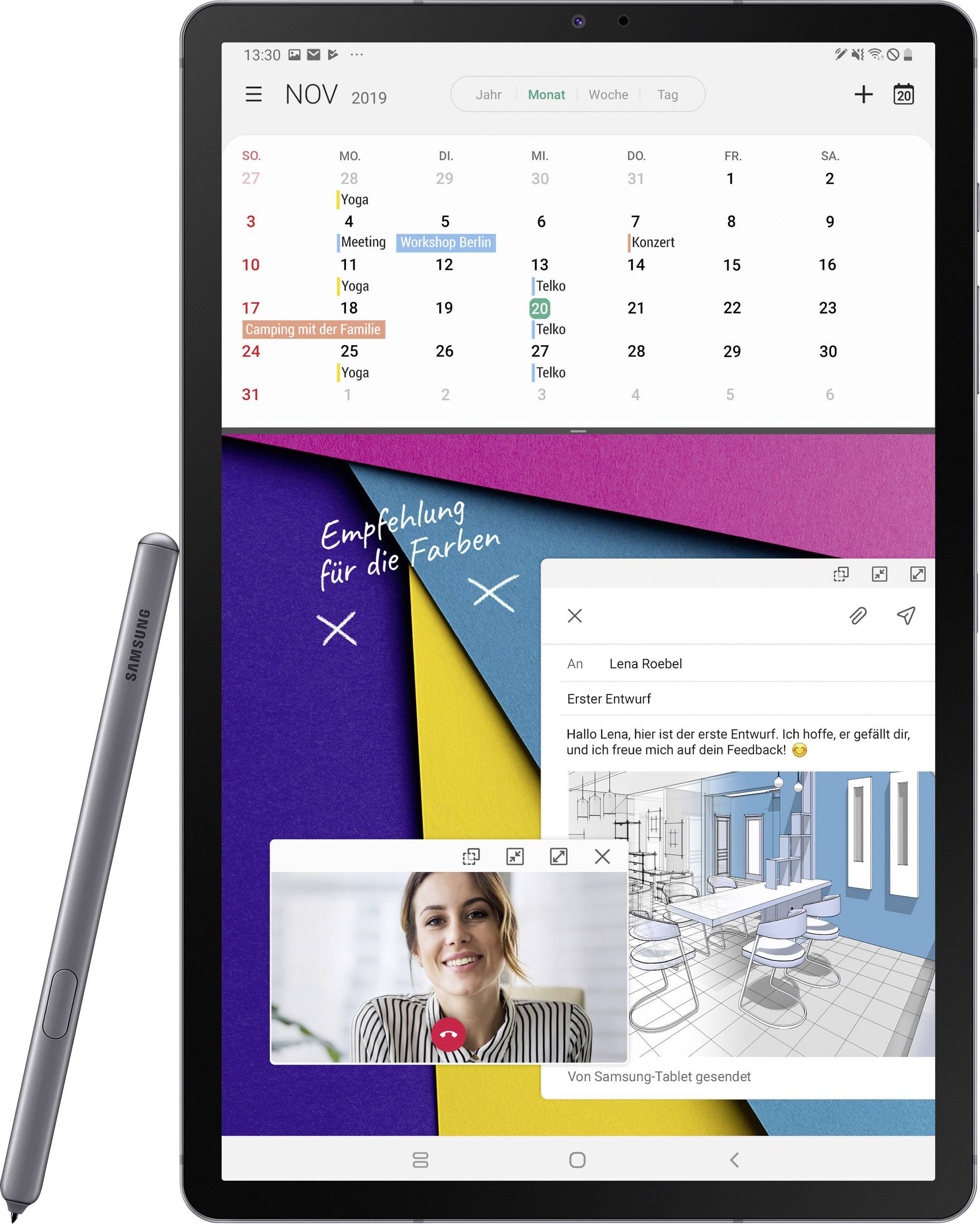 Samsung Galaxy Tab S6 WiFi 128 GB Grau Android-Tablet 26.7 cm (10.5 Zoll) 2.8 GHz Qualcomm® Snapdragon Android™ 9.0 2560 x 1600 Pixel