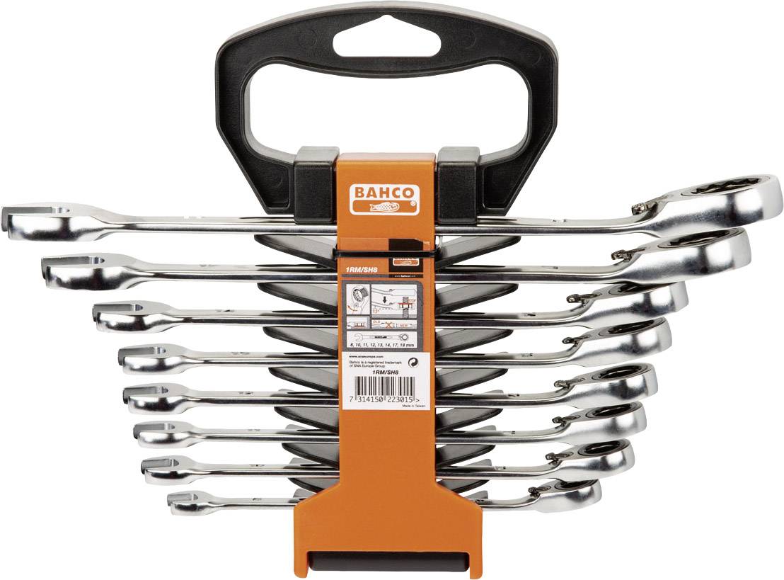 Bahco 1RM/SH8 Knarren-Ring-Maulschlüssel-Satz Schlüsselweite (Metrisch) 8 - 19mm
