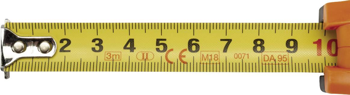 Ein gelbes Maßband mit schwarzen Zahlen, das eine Länge bis zu 9 cm anzeigt.