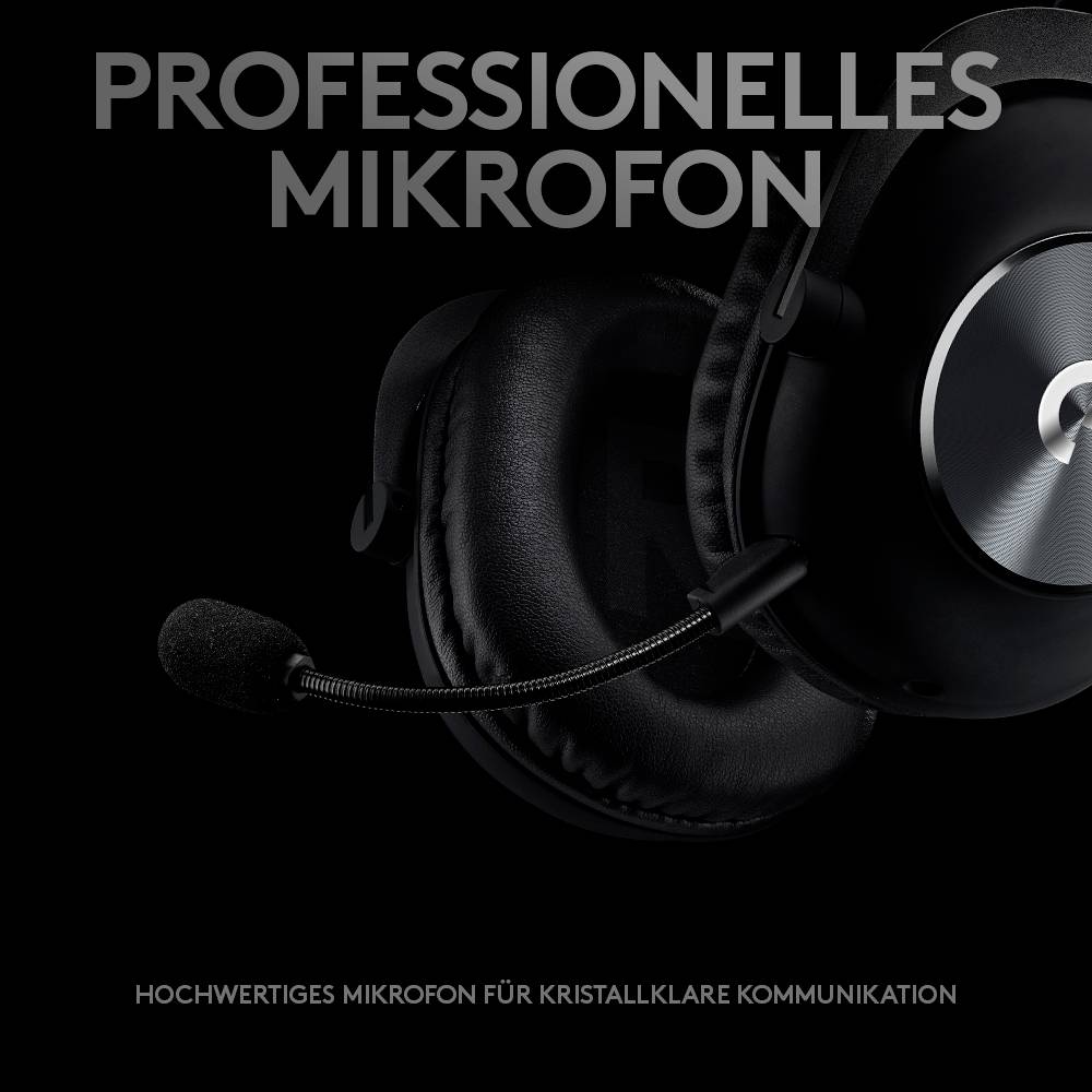 Professionelles Mikrofon mit Kopfhörer für klare Kommunikation, abgebildet mit Fokus auf Details und hochwertigem Design.