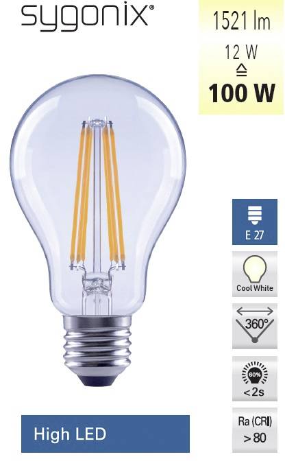 Sygonix SY-4318644 LED E27 Birnenform 12W = 100W Naturweiß (Ø x L) 67mm x 118mm Filament 4St.