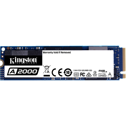 Kingston A2000 500 GB Interne M.2 PCIe NVMe SSD 2280 M.2 NVMe PCIe 3.0 x4 Retail SA2000M8/500G