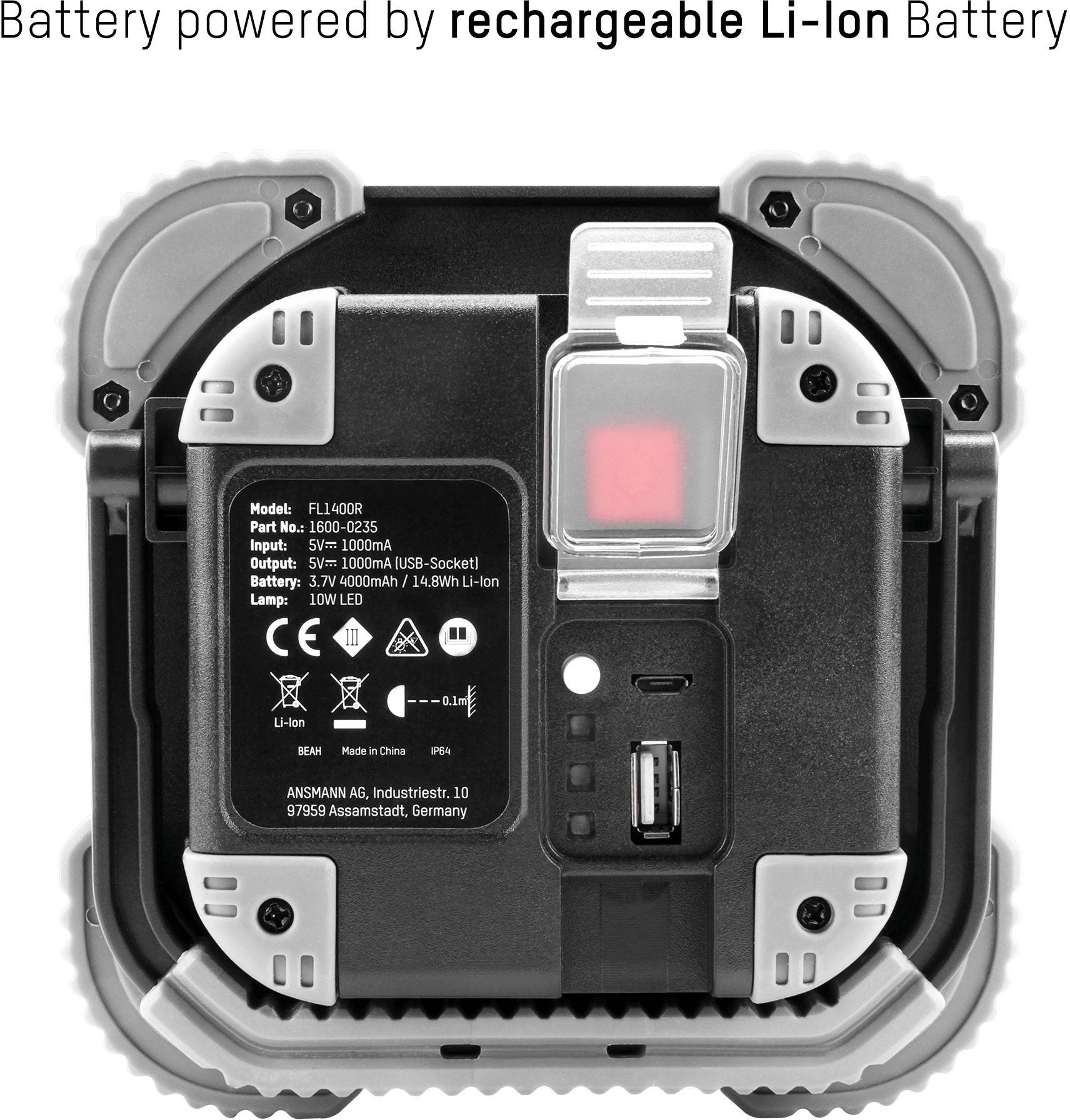 Ansmann 1600-0235 FL1400R LED Arbeitsleuchte akkubetrieben 10W 1400lm