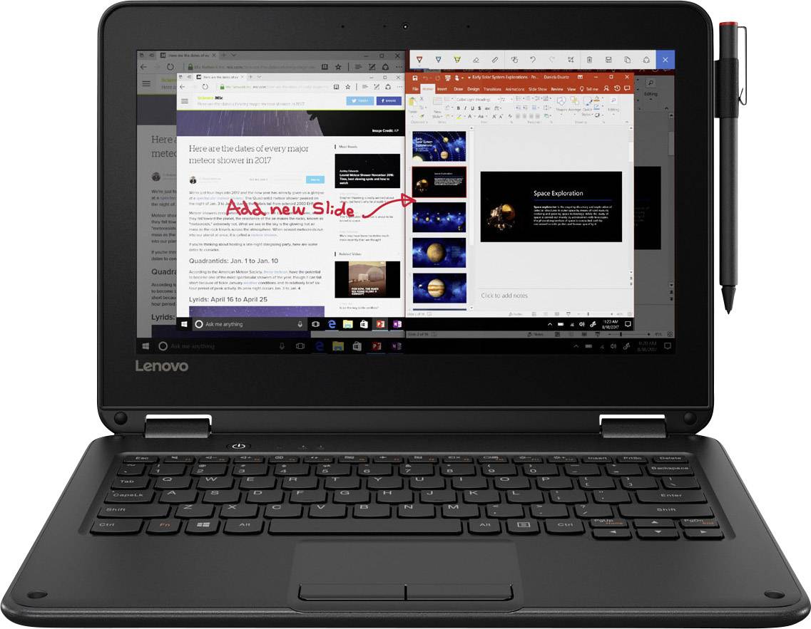 Lenovo 300e 29.5cm (11.6 Zoll) Notebook Intel® Pentium® Silver N5000 4GB 128GB eMMC Intel UHD Graphics 605 Windows® 10 Pro Schwarz