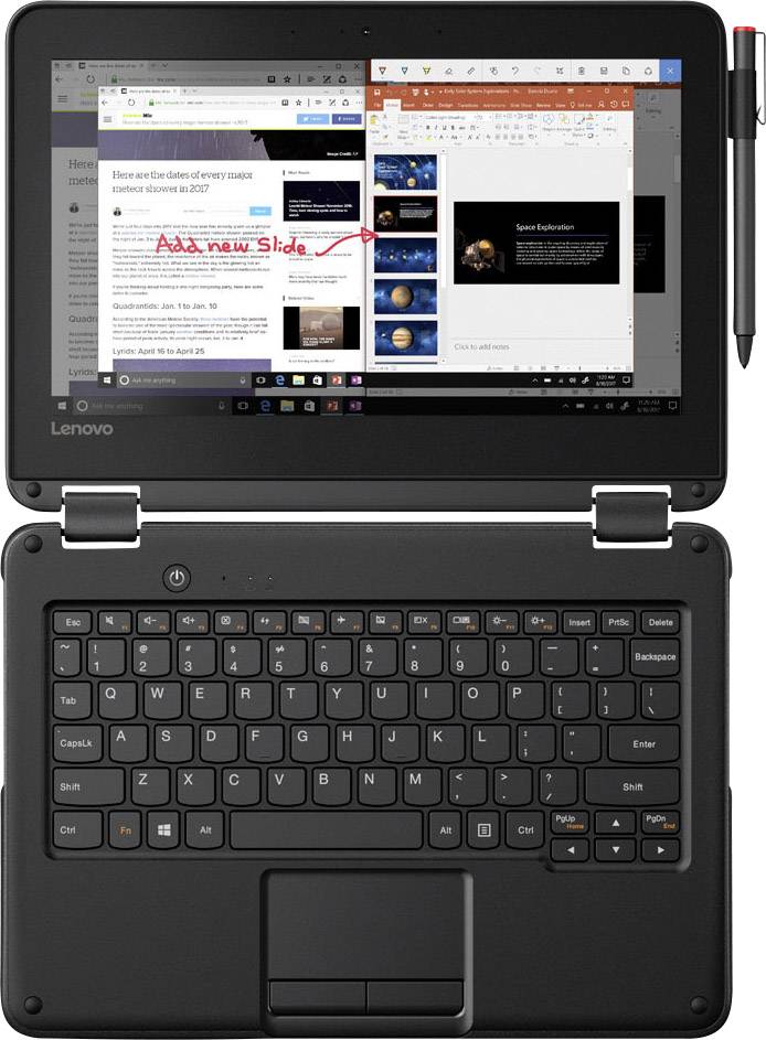 Lenovo 300e 29.5cm (11.6 Zoll) Notebook Intel® Pentium® Silver N5000 4GB 128GB eMMC Intel UHD Graphics 605 Windows® 10 Pro Schwarz