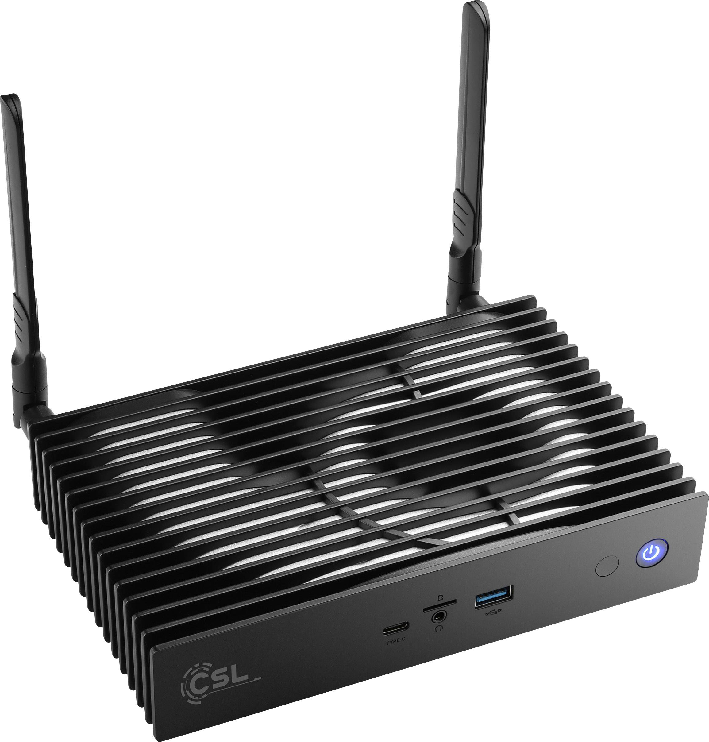 CSL Computer Narrow Box Ultra HD Mini PC Intel Celeron J4205 (4 x 1.5GHz / max. 2.6GHz) 8GB RAM 500GB SSD Win 10 Pro