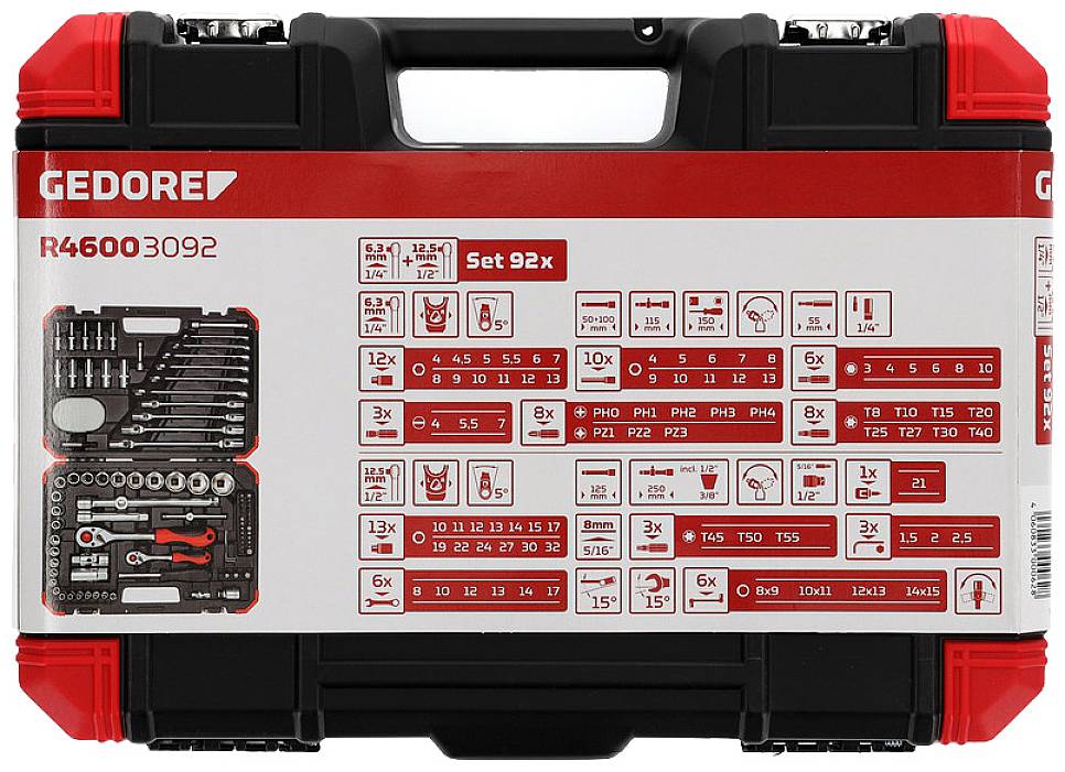 Gedore RED R46003092 Steckschlüsseleinsatz-Set 92teilig 3300062