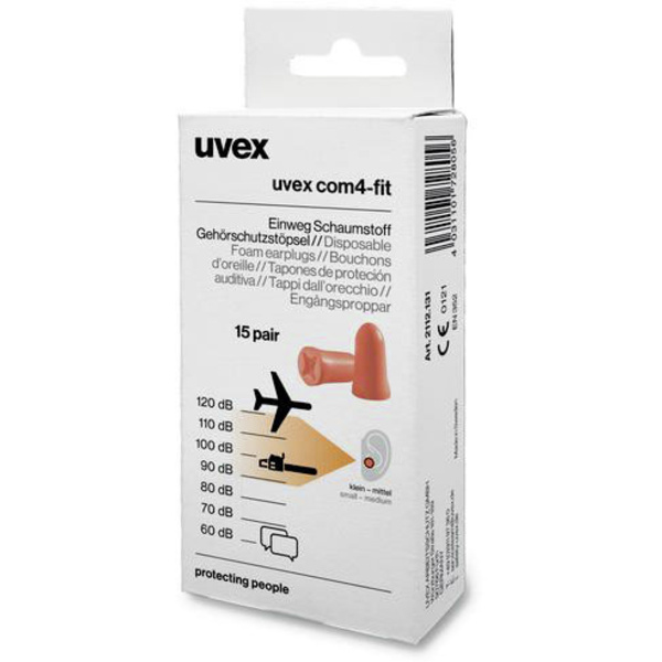 Uvex 2112131 com4-fit Gehörschutzstöpsel 33 dB einweg 15 Paar