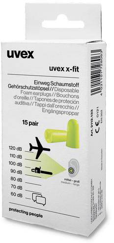 Uvex 2112133 x-fit Gehörschutzstöpsel 37 dB einweg 15 Paar