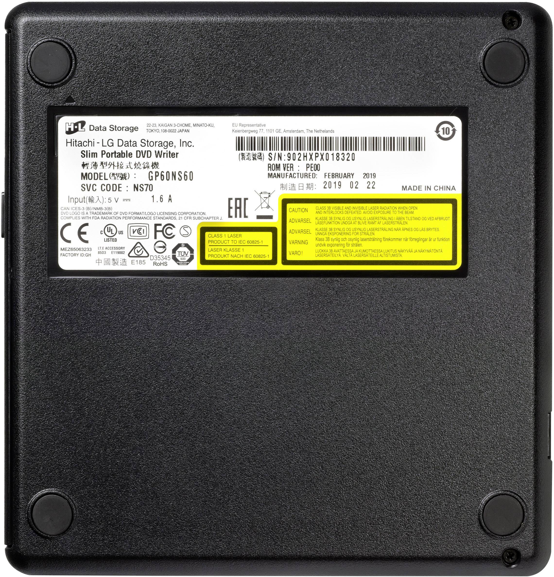 HL Data Storage GP60 DVD-Brenner Extern Retail USB-A (USB 2.0) Silber