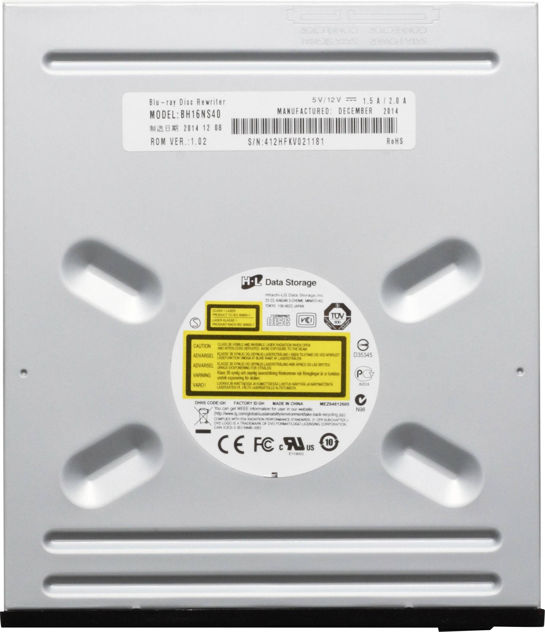 HL Data Storage BH16 DVD-Brenner Intern Bulk SATA Schwarz