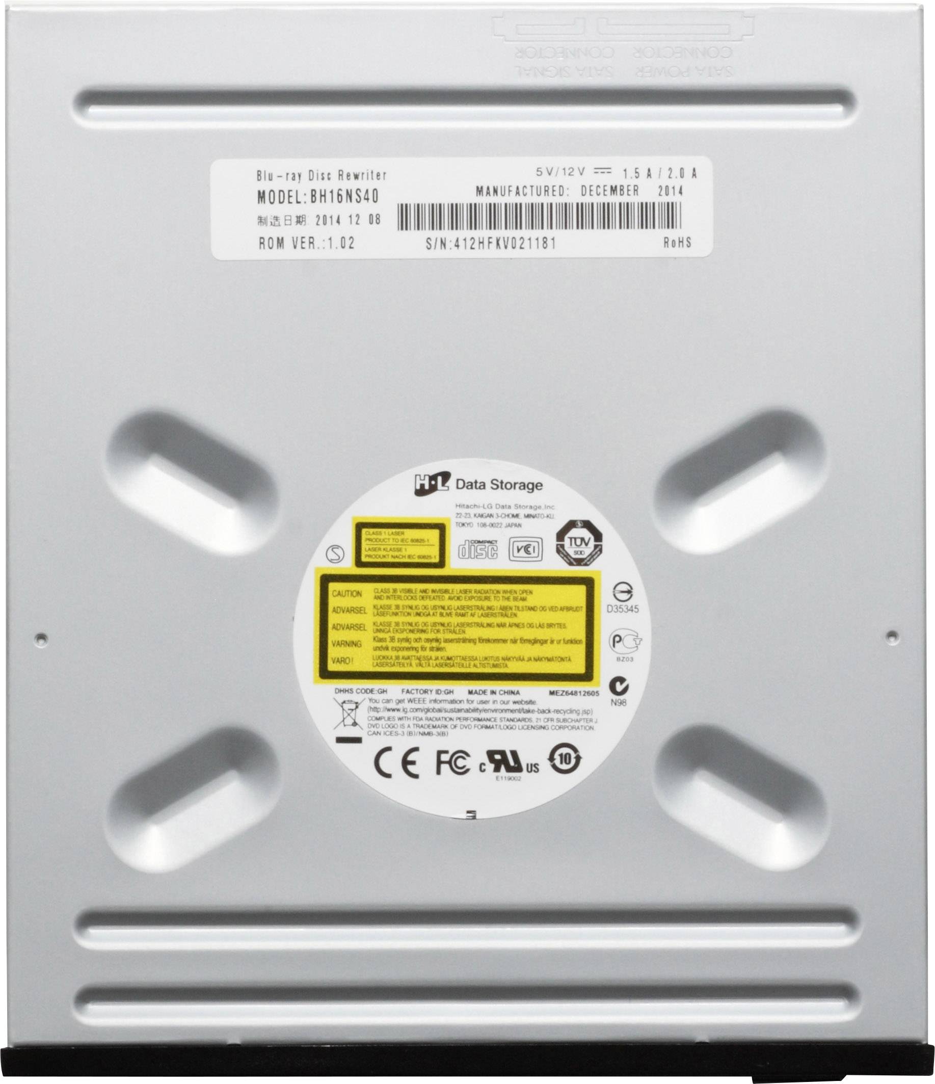 HL Data Storage BH16 DVD-Brenner Intern Bulk SATA Schwarz