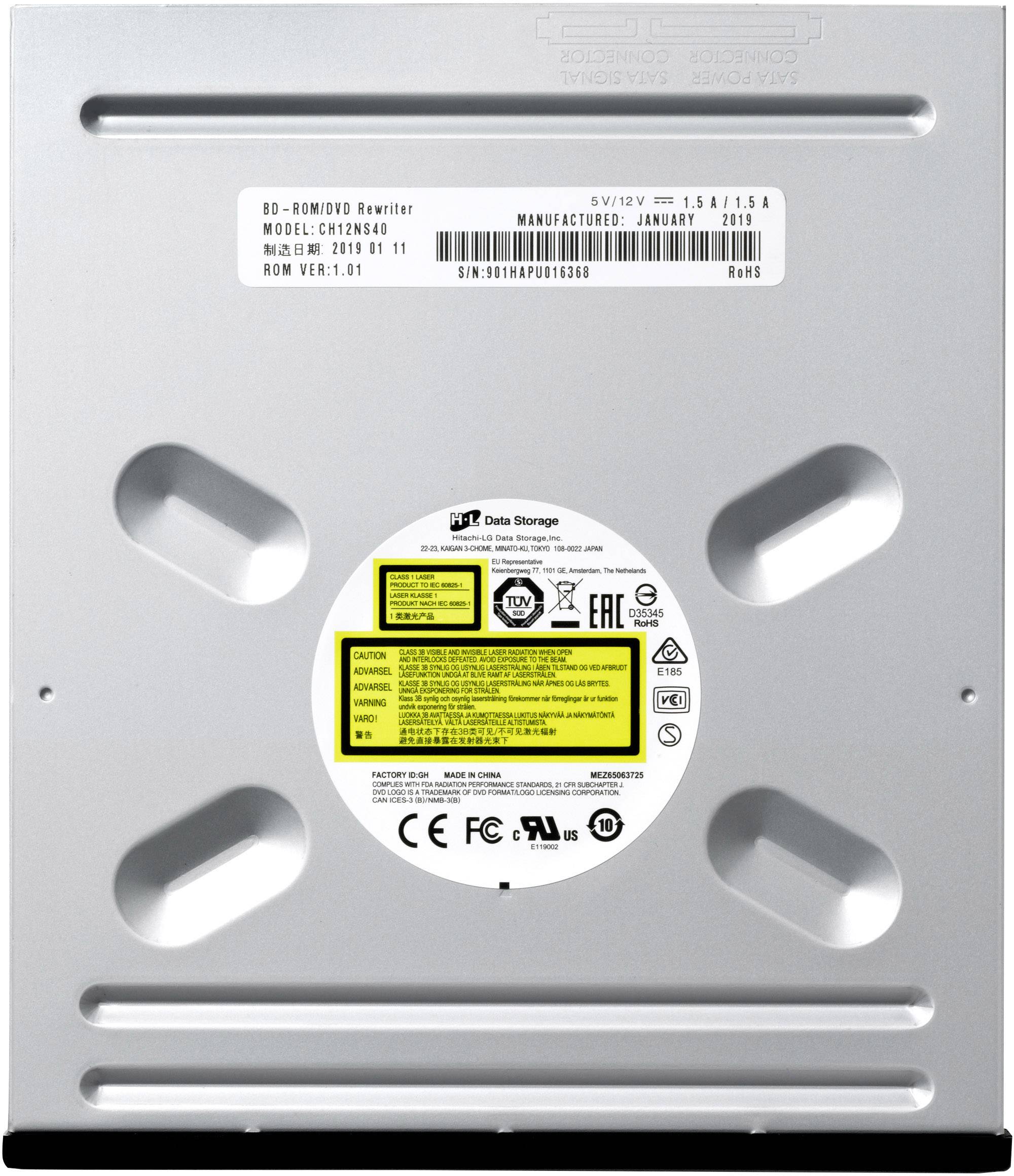 HL Data Storage CH12 Blu-ray Laufwerk Intern Retail SATA Schwarz