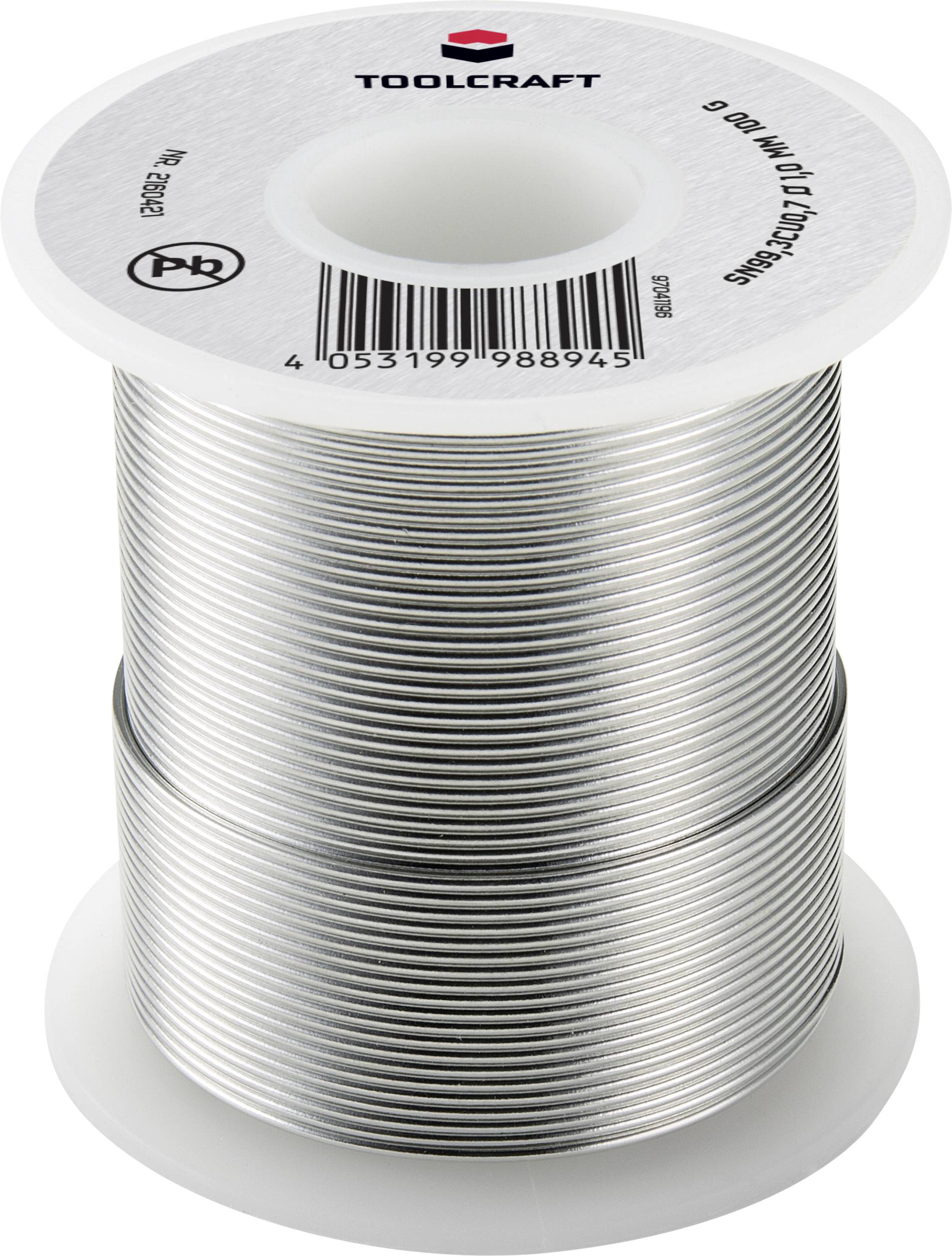 TOOLCRAFT Lötzinn, bleifrei Spule Sn99,3Cu0,7 ROL1 100g 1mm