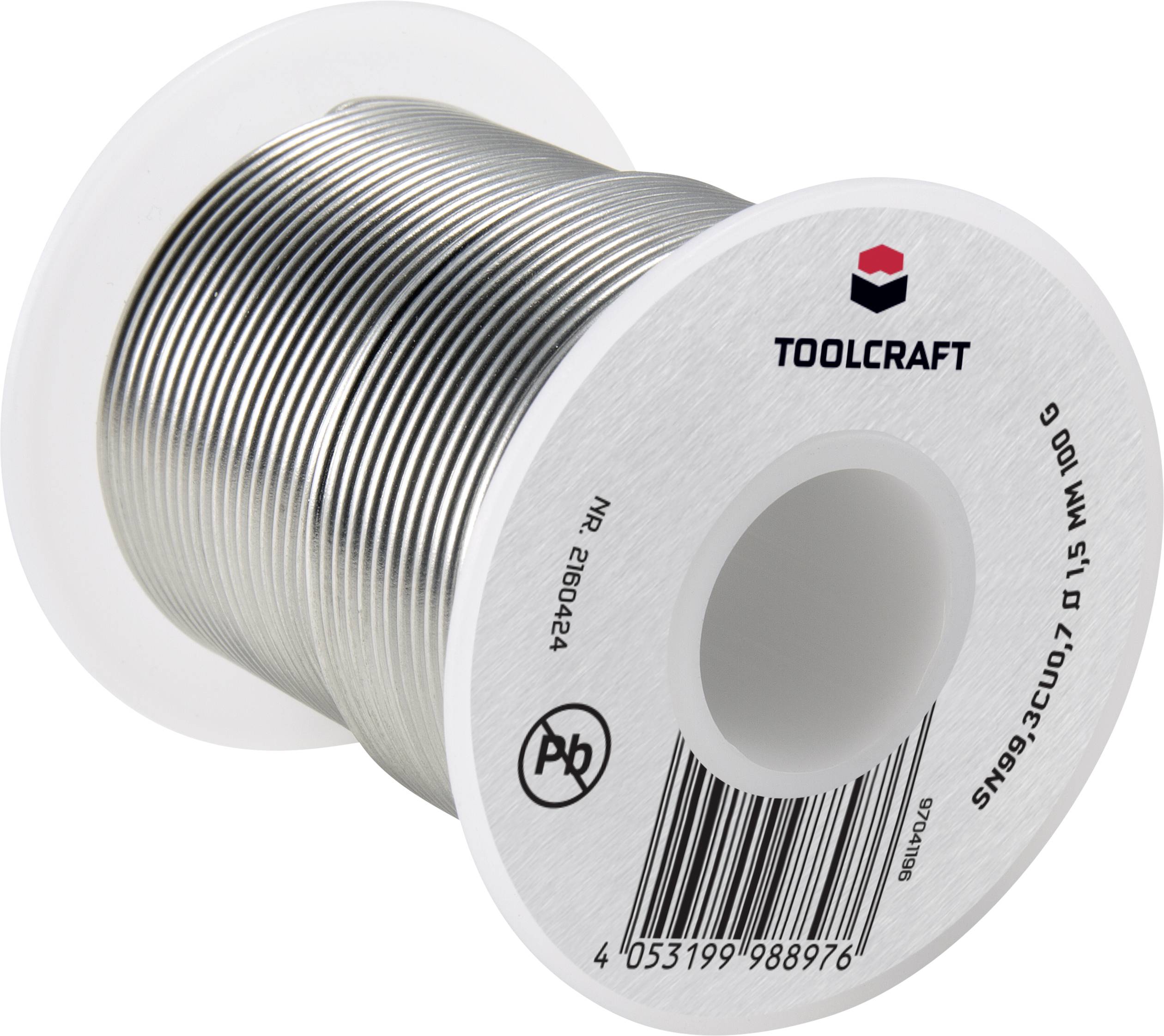 TOOLCRAFT Lötzinn, bleifrei Spule Sn99,3Cu0,7 ROL1 100g 1.5mm