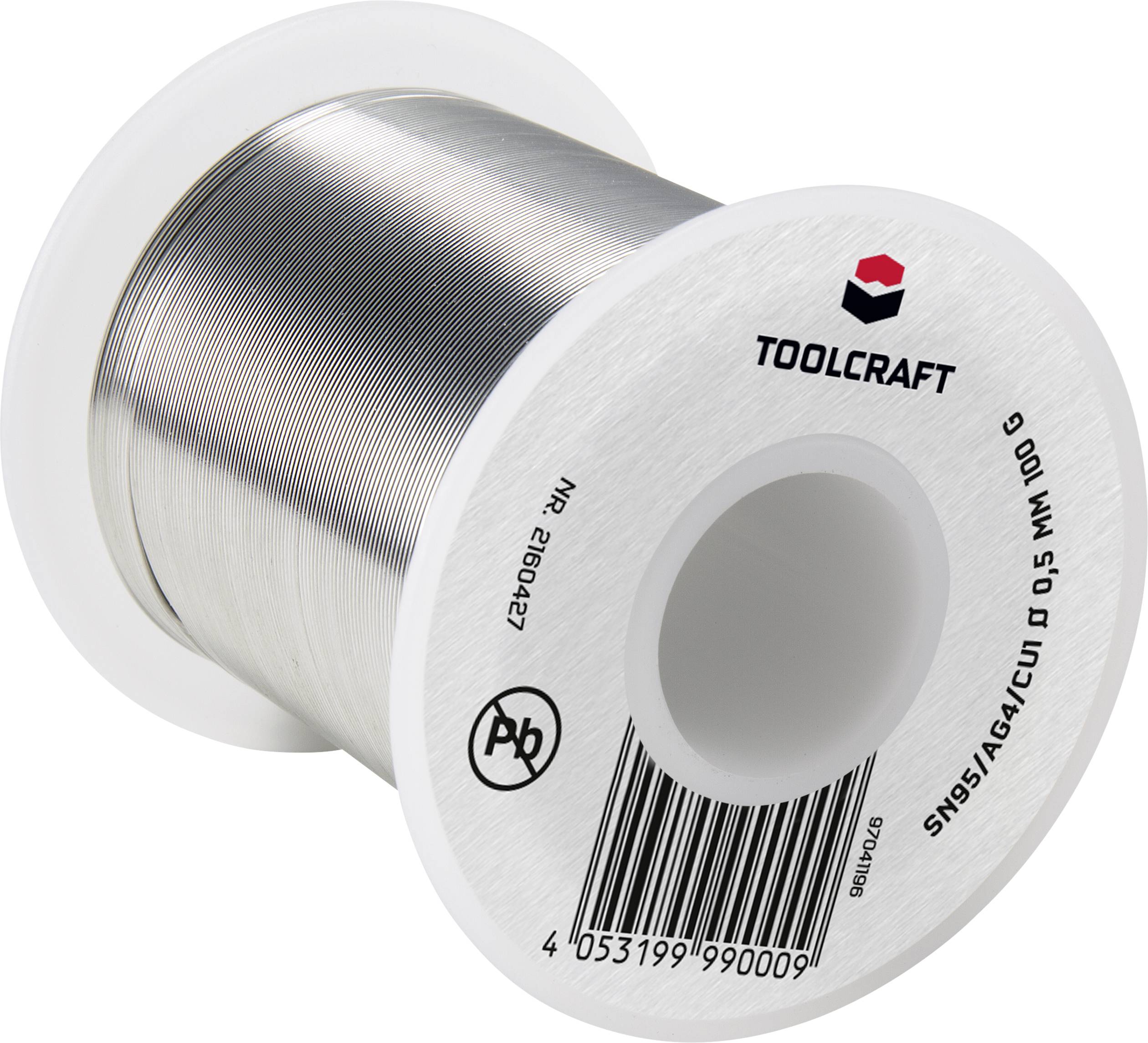 TOOLCRAFT  Lötzinn, bleifrei  Sn95Ag4Cu1 100 g (Ø) 0.5 mm