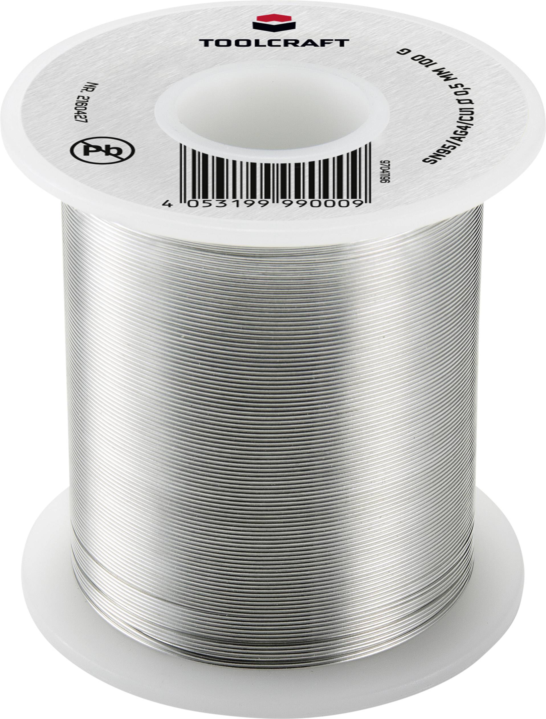 TOOLCRAFT  Lötzinn, bleifrei  Sn95Ag4Cu1 100 g (Ø) 0.5 mm