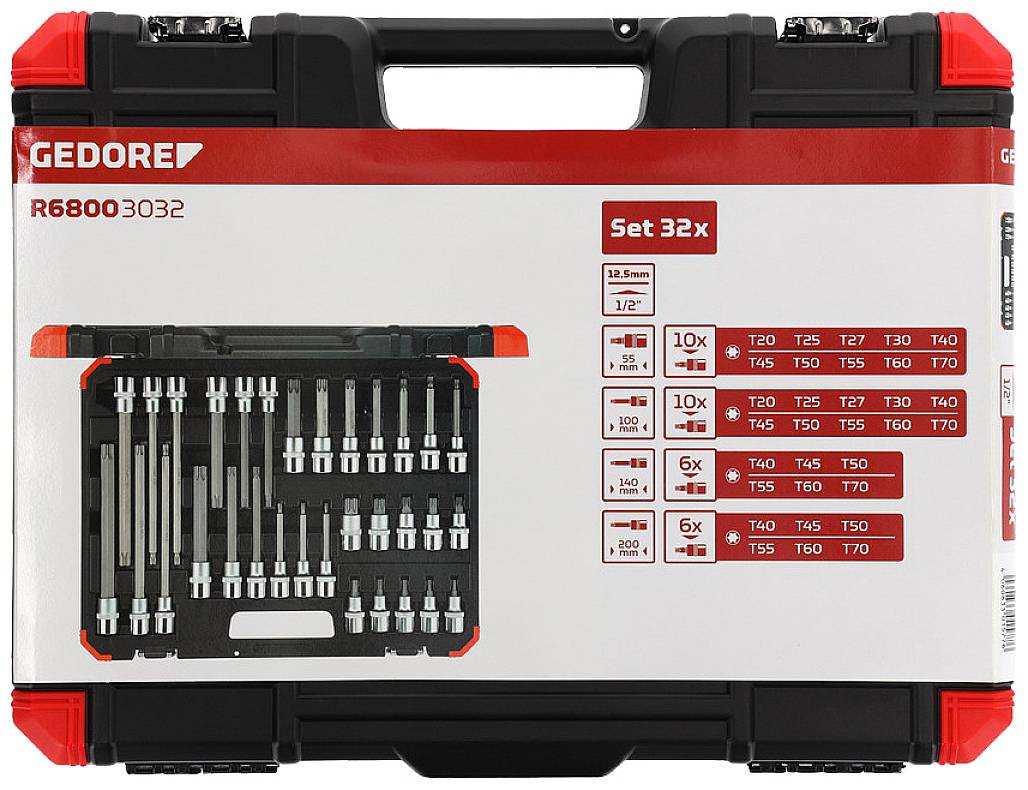 Steckschlüsselsatz R6800 3032 32-tlg.1/2 Zoll f.Innen-Torx-Schrauben GEDORE RED