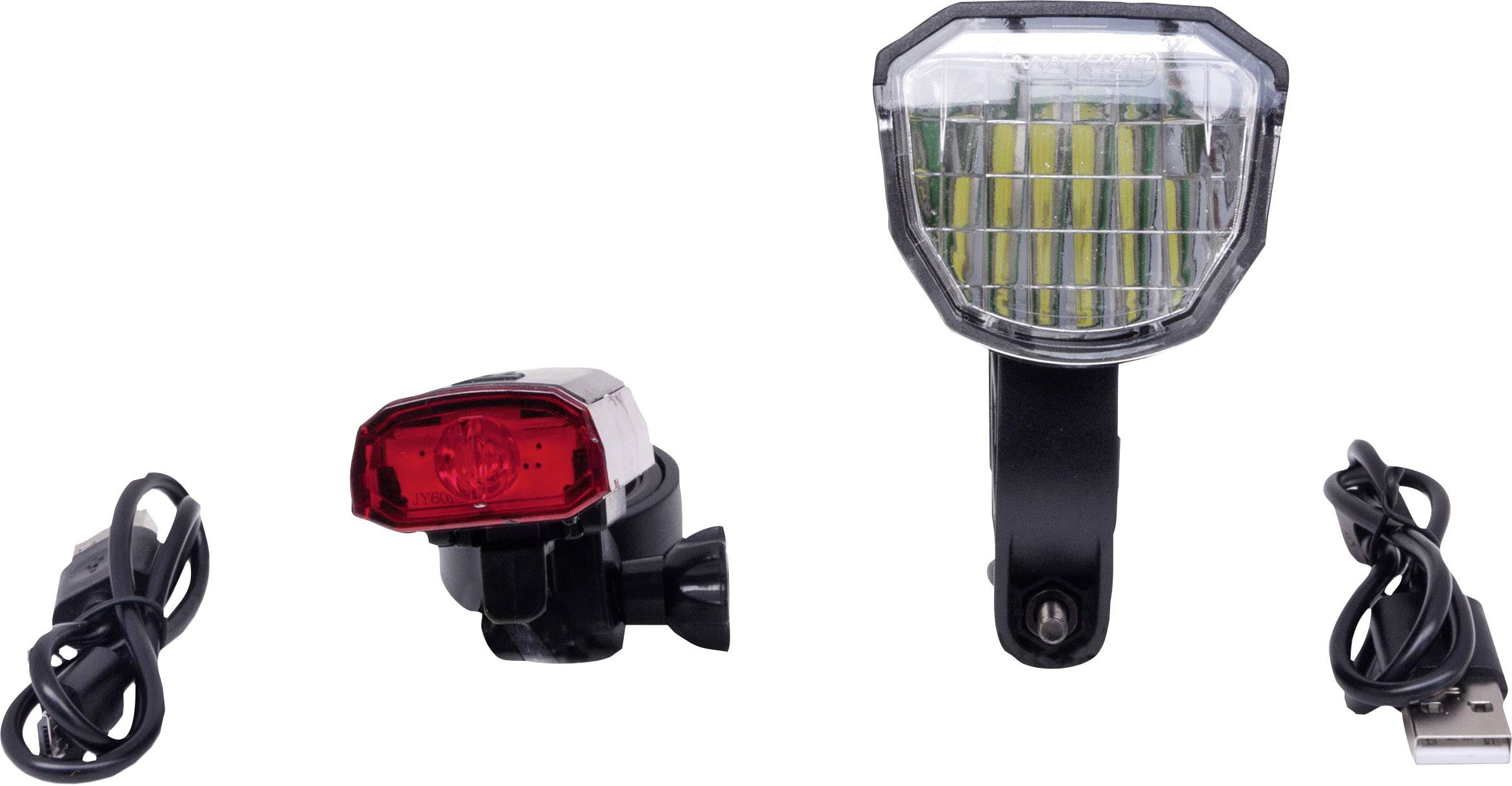 Arcas Fahrradbeleuchtung Set LED akkubetrieben Schwarz