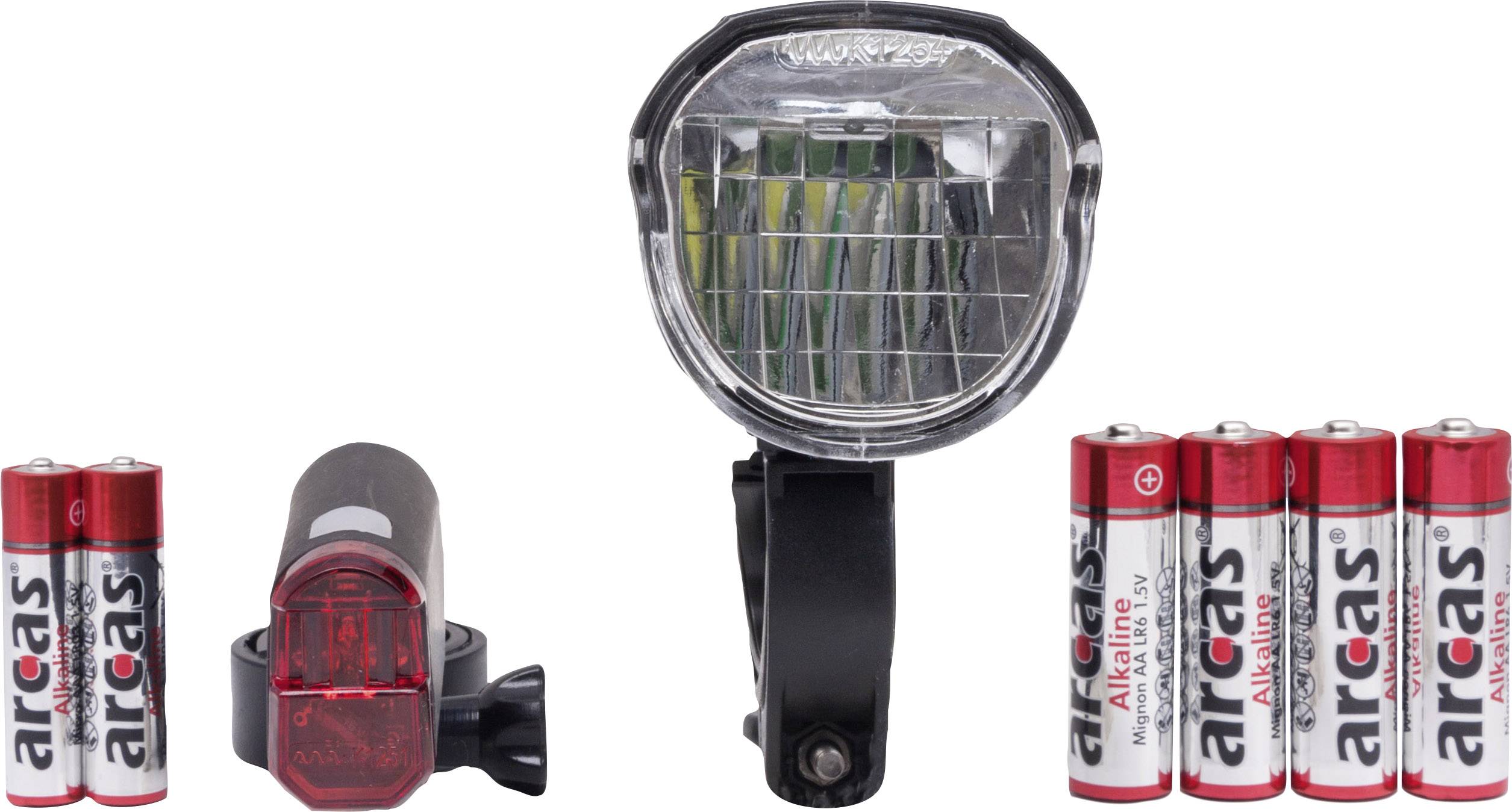 Arcas Fahrradbeleuchtung Set LED batteriebetrieben Schwarz