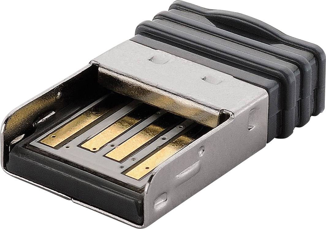 Ein USB-Stecker mit einem Metallgehäuse und vier goldfarbenen Kontakten.