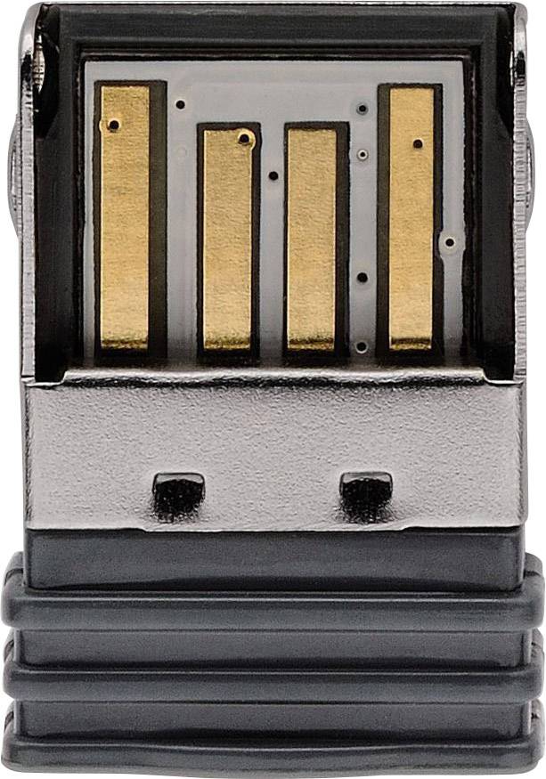 Ein Nahaufnahme eines USB-Anschlusses mit vier sichtbaren goldenen Kontakten, die für die Datenübertragung und Stromversorgung verwendet werden.