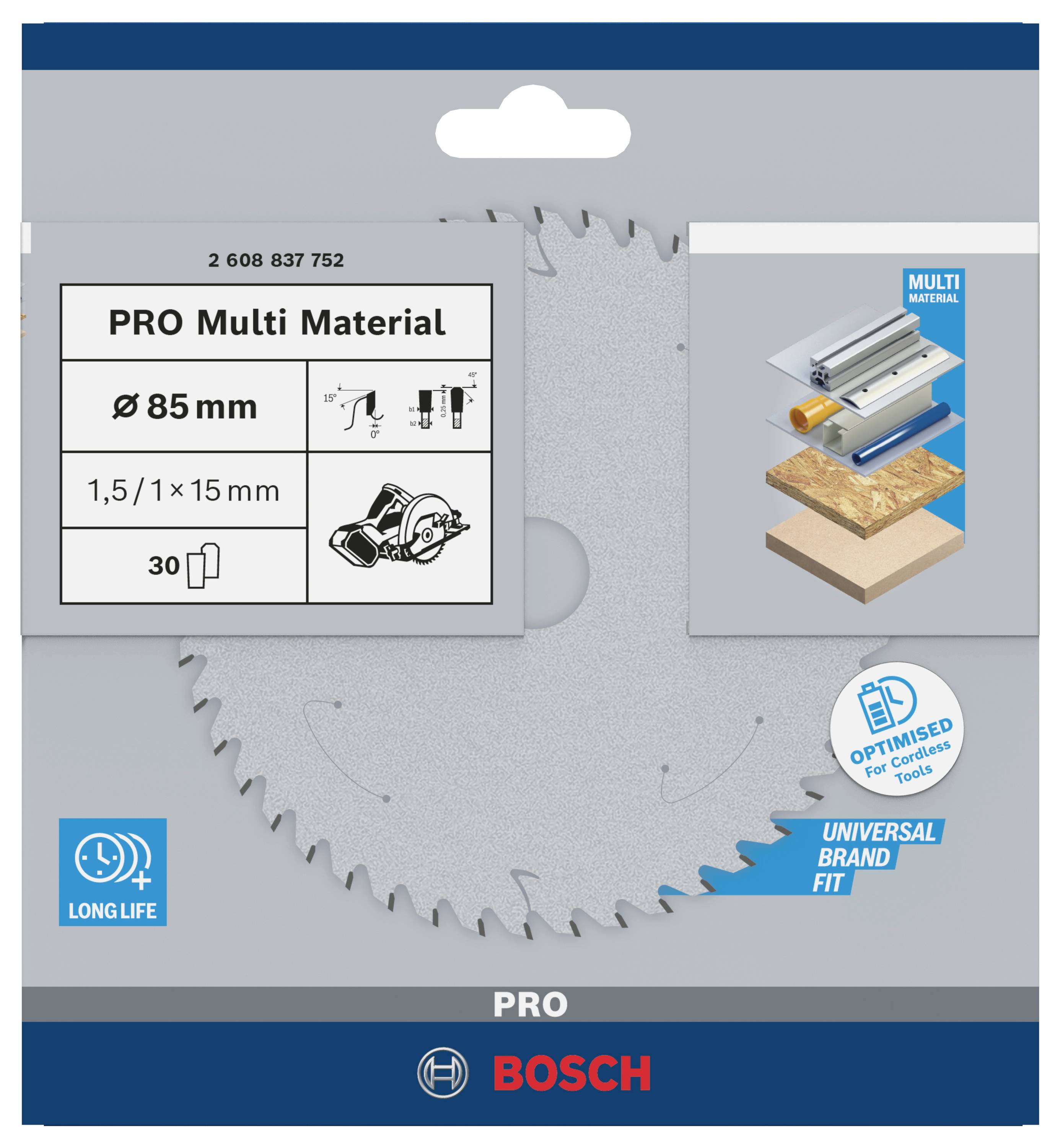 Bosch Accessories 2608837752 Kreissägeblatt 85 x 15 mm Zähneanzahl: 30 1 St.