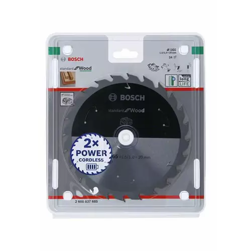 Bosch Accessories 2608837685 Kreissägeblatt 165 x 20mm Zähneanzahl: 24 1St. Bosch Accessories 2608837685 Kreissägeblatt 165 x 20mm Zähneanzahl: 24 1St.