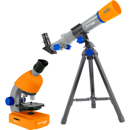 Bresser Optik Junior Teleskop & Mikroskop-Set Linsen-Teleskop Azimutal Achromatisch Vergrößerung 20 bis 32 x