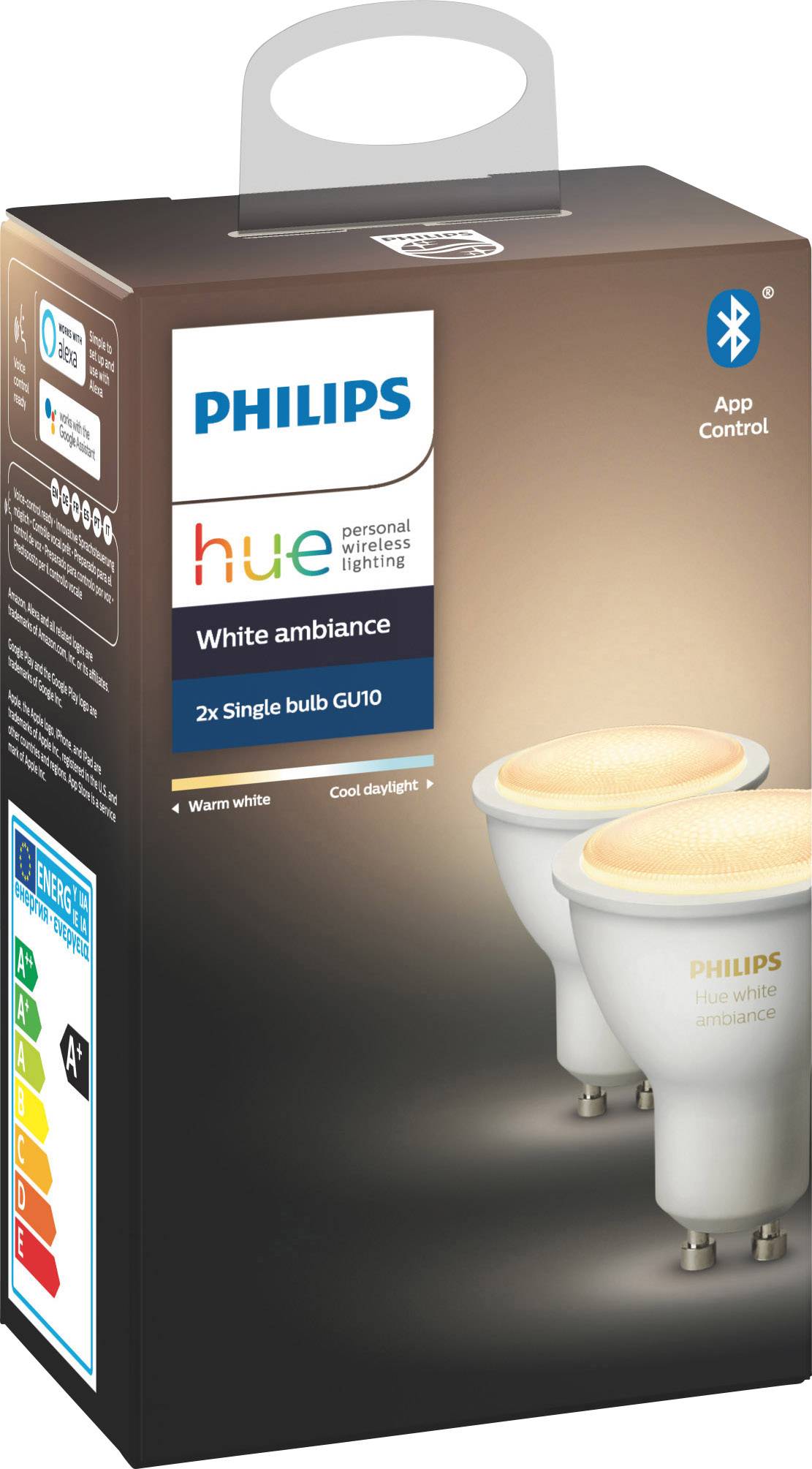 Philips LED LED-Leuchtmittel (2er-Set) 929001953303 EEK: G (A - G) White Ambiance GU10 Weiß
