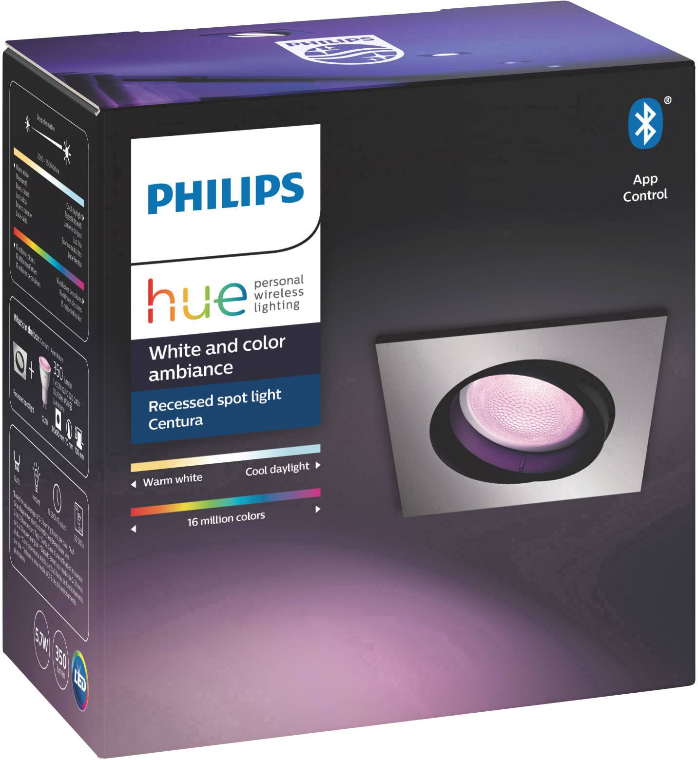 Philips Lighting Hue Einbauleuchte 50551/48/P7 Centura GU10 5.7 W RGBW