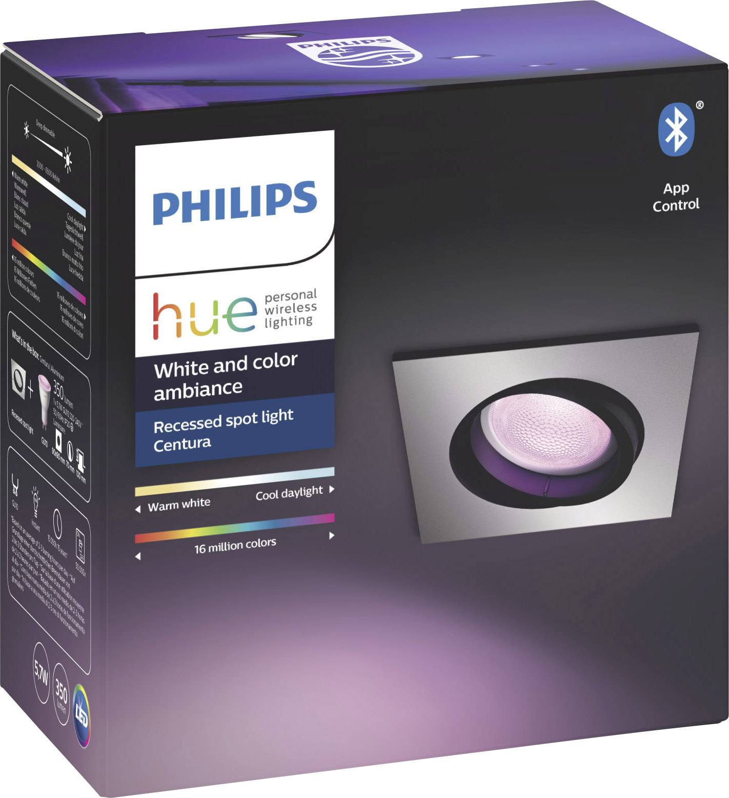 Philips Lighting Hue Einbauleuchte 50551/48/P7 Centura GU10 5.7 W RGBW