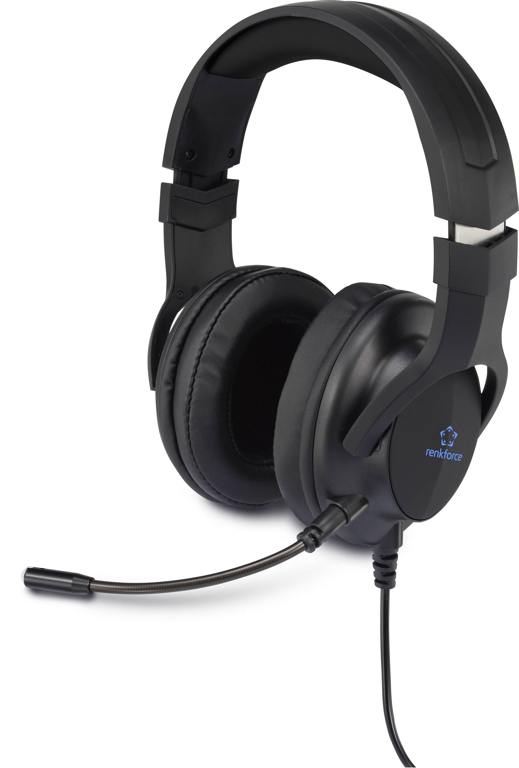 Renkforce Gaming Over Ear Headset kabelgebunden 7.1 Surround Schwarz Mikrofon-Stummschaltung, Lautstärkeregelung
