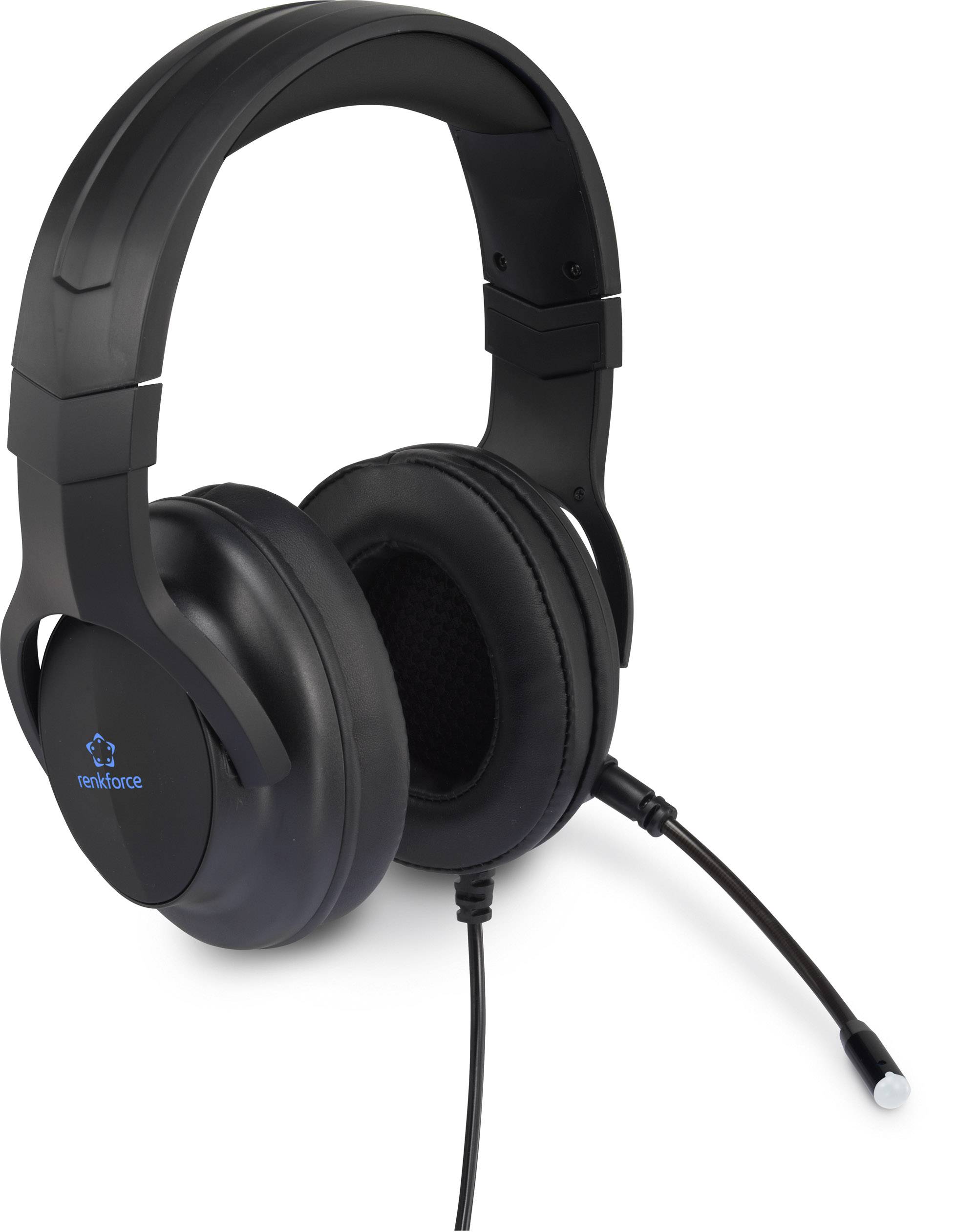 Renkforce Gaming Over Ear Headset kabelgebunden 7.1 Surround Schwarz Mikrofon-Stummschaltung, Lautstärkeregelung