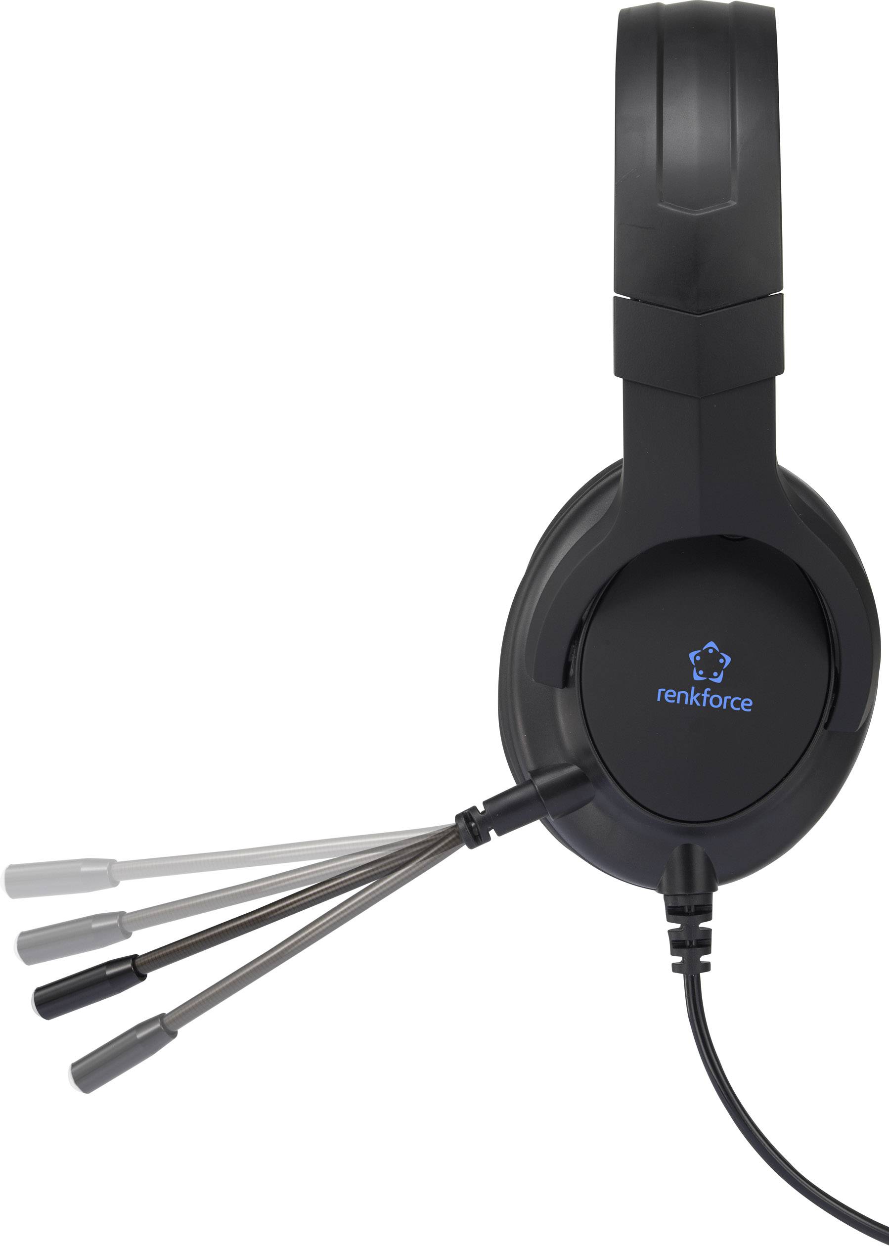 Renkforce Gaming Over Ear Headset kabelgebunden 7.1 Surround Schwarz Mikrofon-Stummschaltung, Lautstärkeregelung