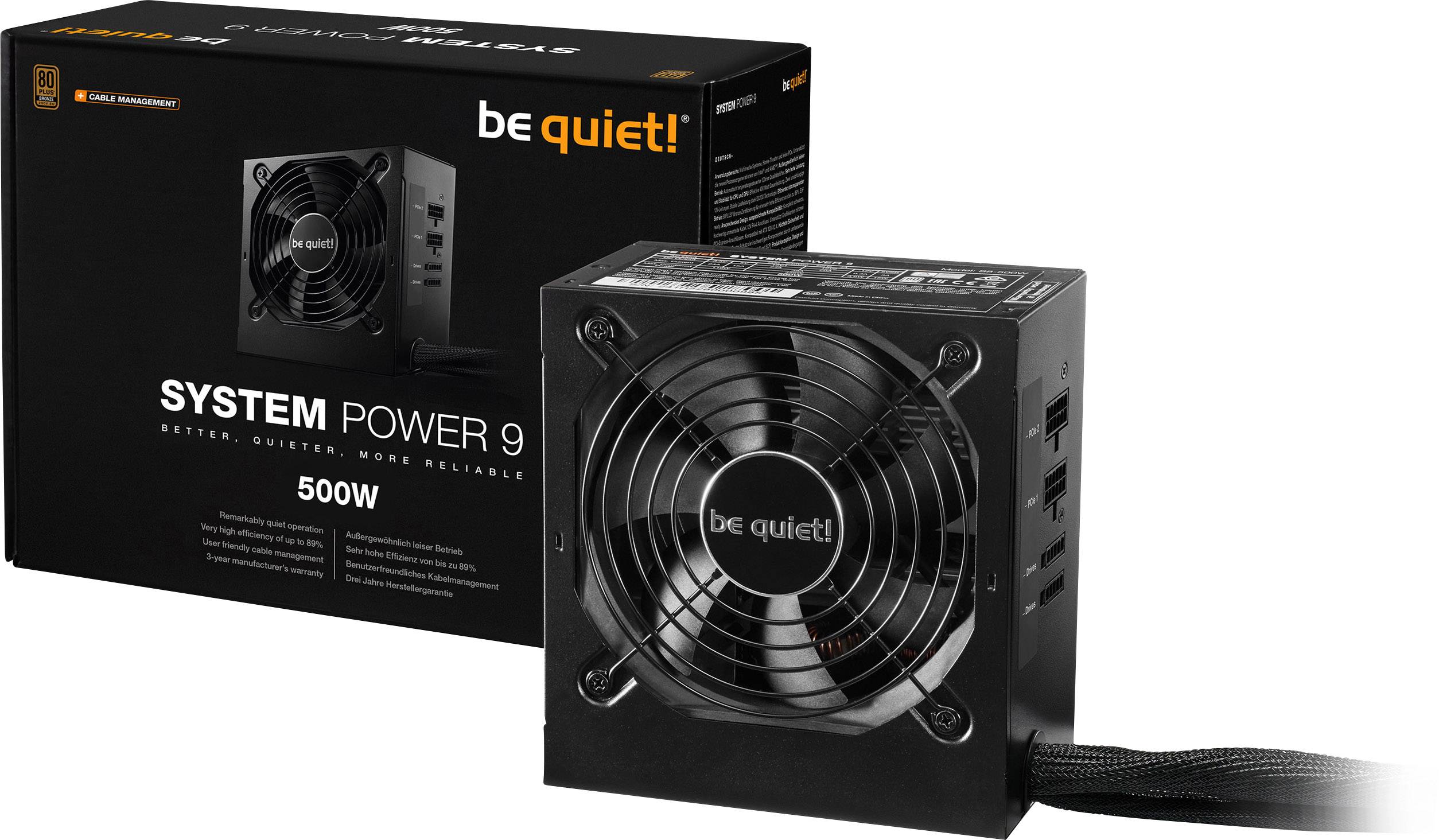 BeQuiet System Power 9 CM PC Netzteil 500 W ATX 80PLUS® Bronze