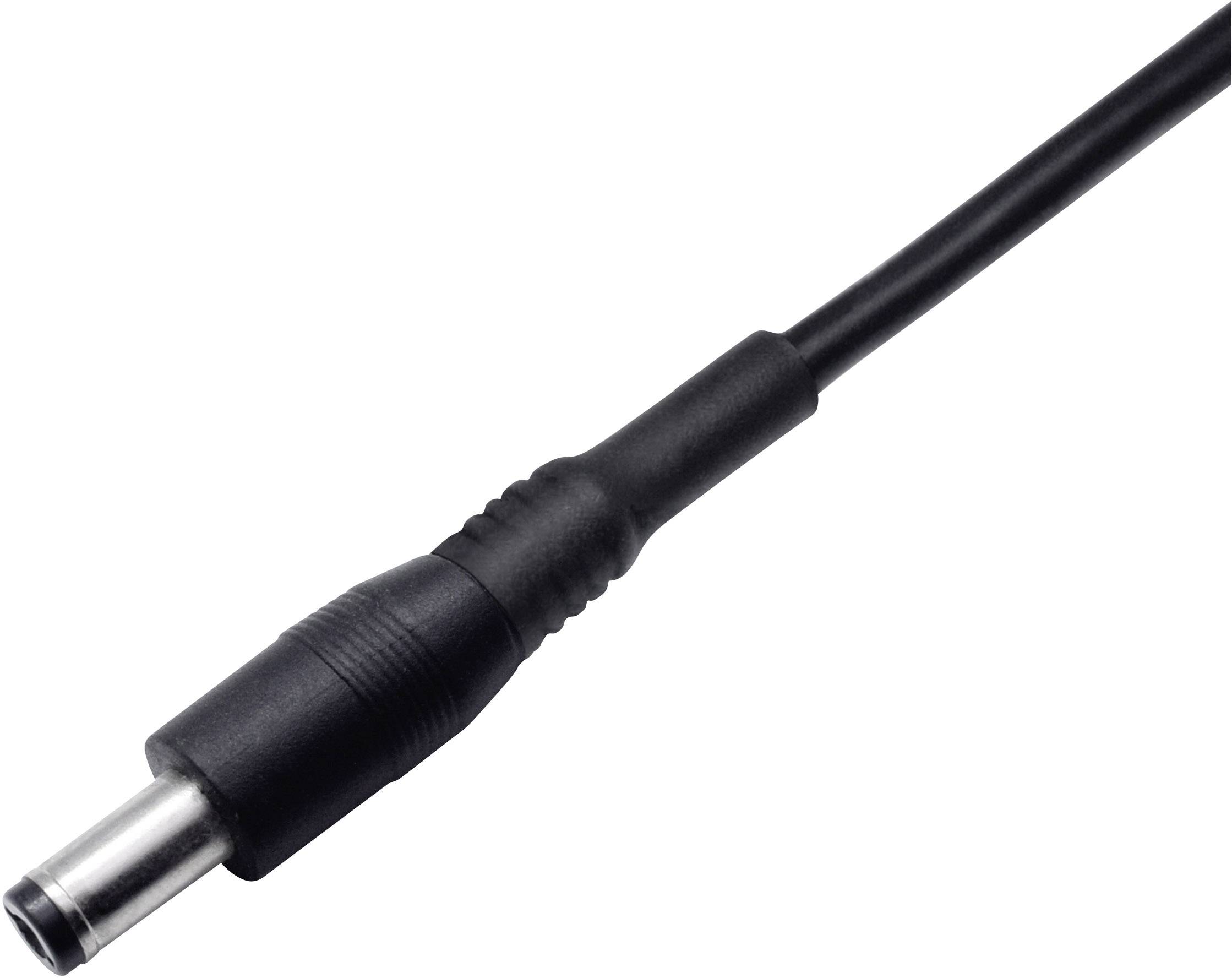 Schwarzes Netzkabel mit rundem Stecker, häufig für Ladegeräte von elektronischen Geräten verwendet.