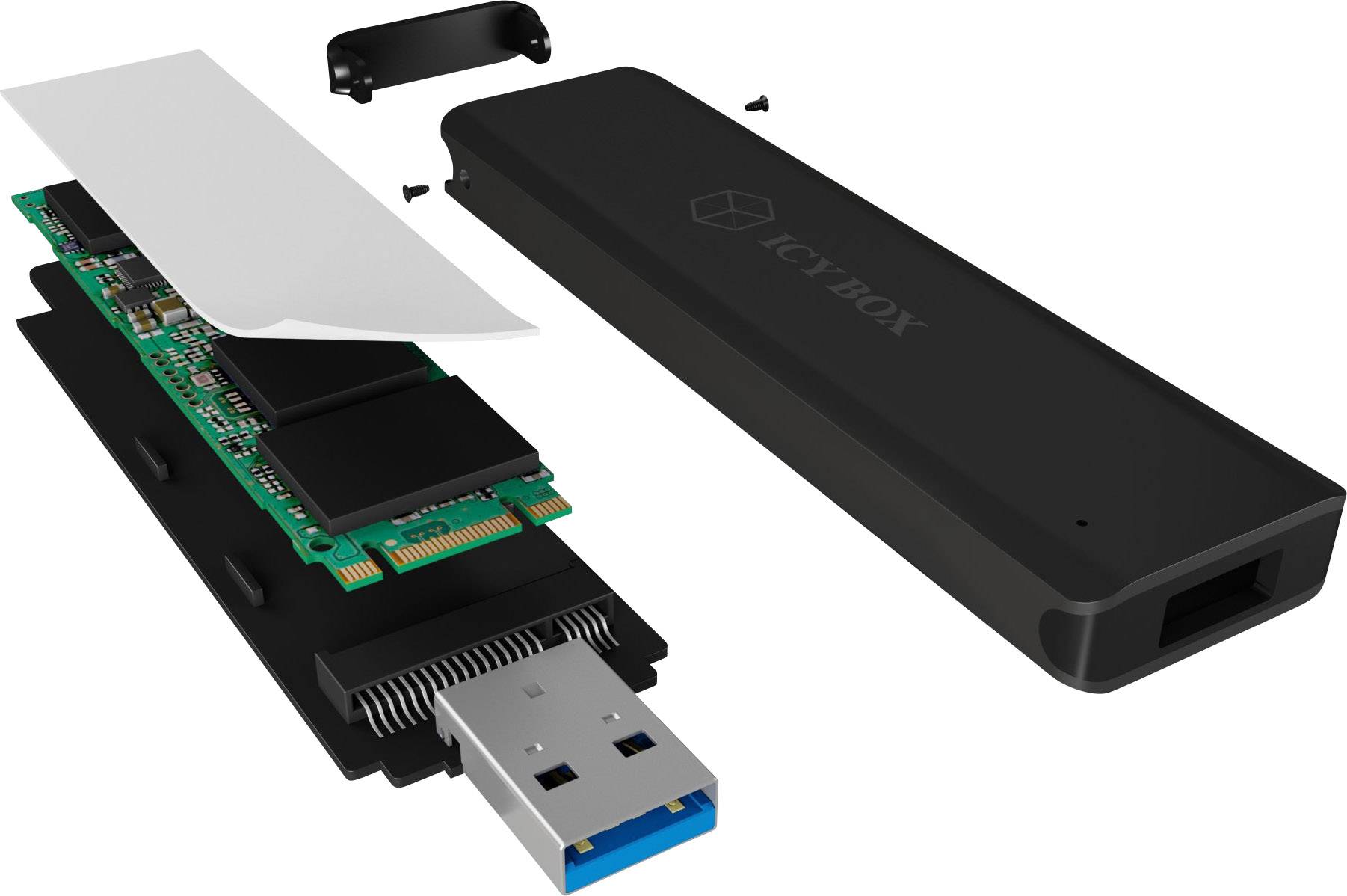 ICY BOX M.2-Festplatten-Gehäuse USB-A (USB 3.2 Gen 2) M.2 2230, 2242, 2260, 2280 IB-1818-U31