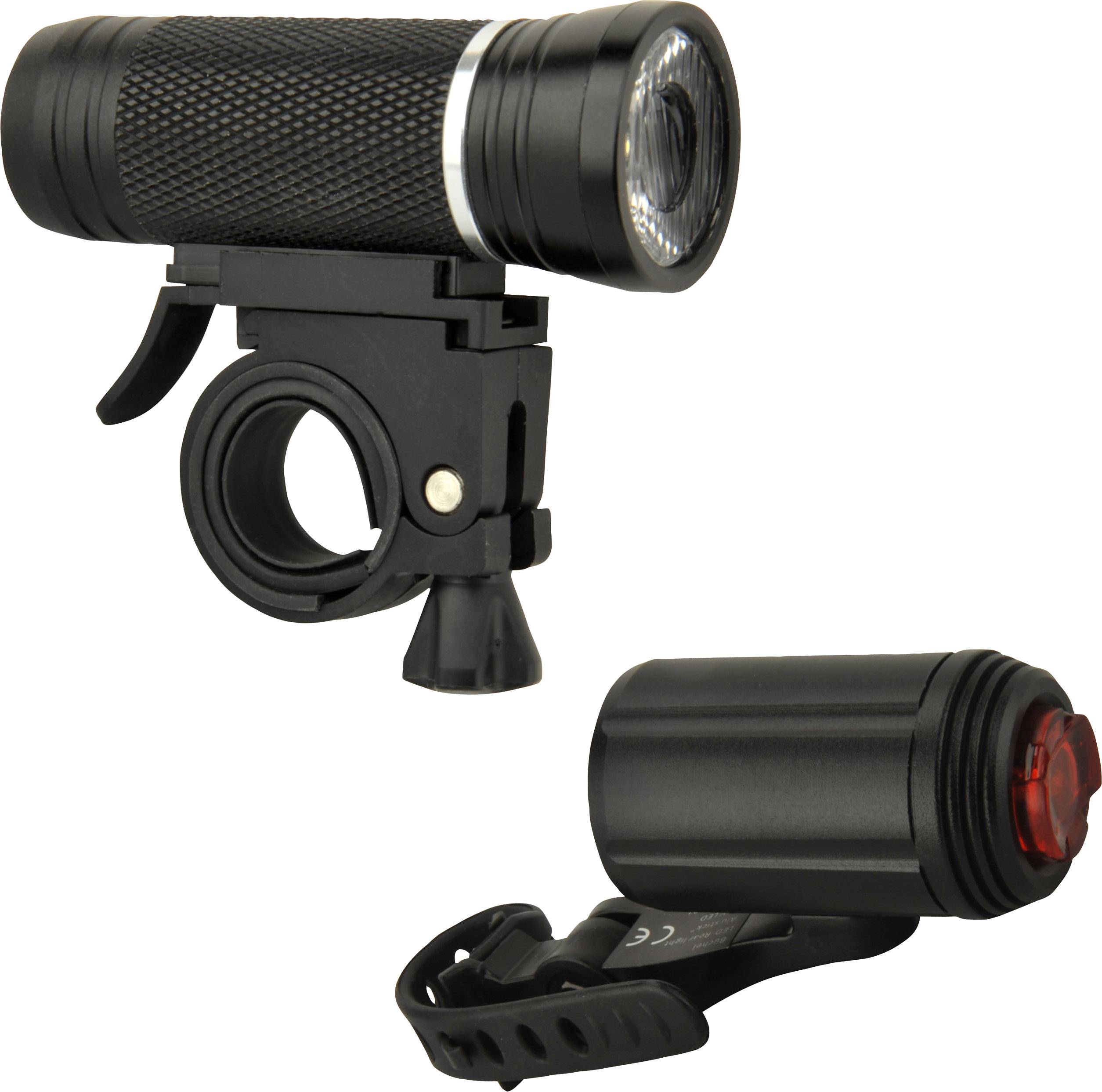 FISCHER FAHRRAD Fahrradbeleuchtung Set 85348 LED batteriebetrieben Schwarz