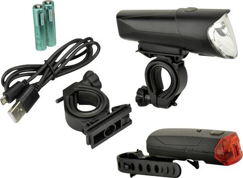 Fahrradbeleuchtung Set 85346 LED akkubetrieben, batteriebetrieben Schwarz