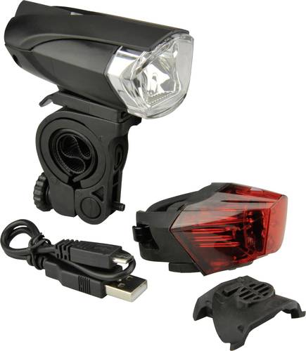 Fahrradbeleuchtung Set 85354 LED akkubetrieben Schwarz