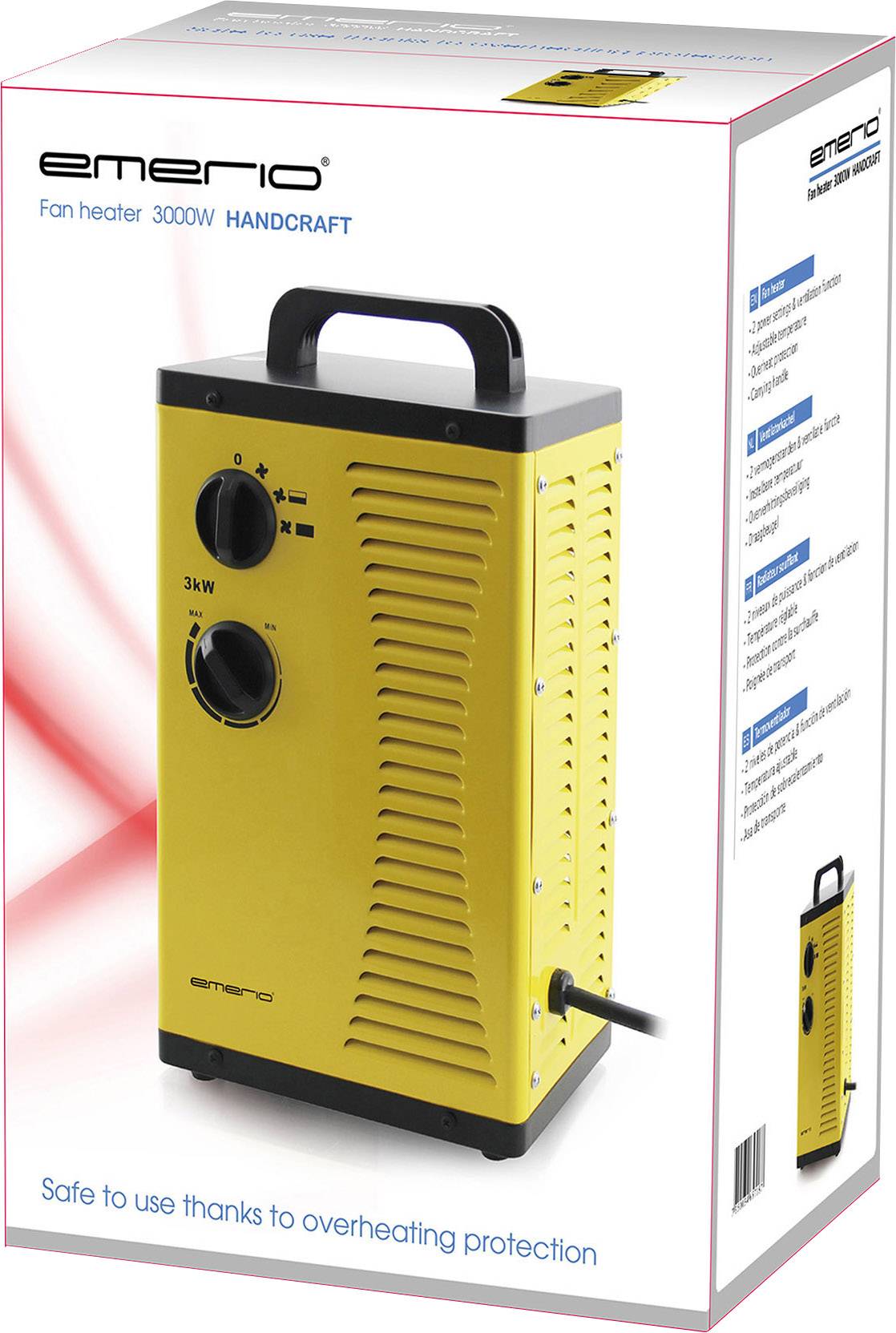 EMERIO FH-110705 Keramik-Heizlüfter 20m² Gelb, Schwarz