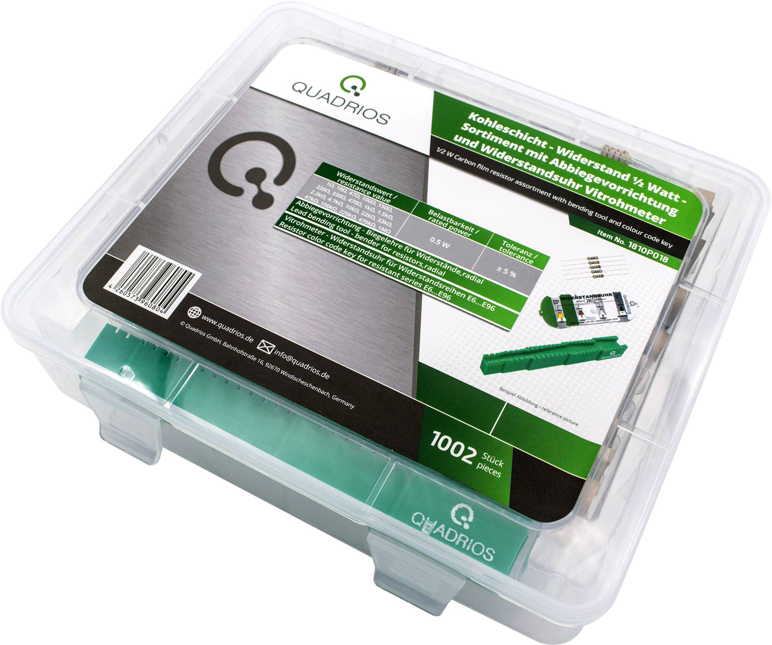 Quadrios Kohleschicht-Widerstand Sortiment axial bedrahtet 0207 0.5 W 5 % 1000 Teile
