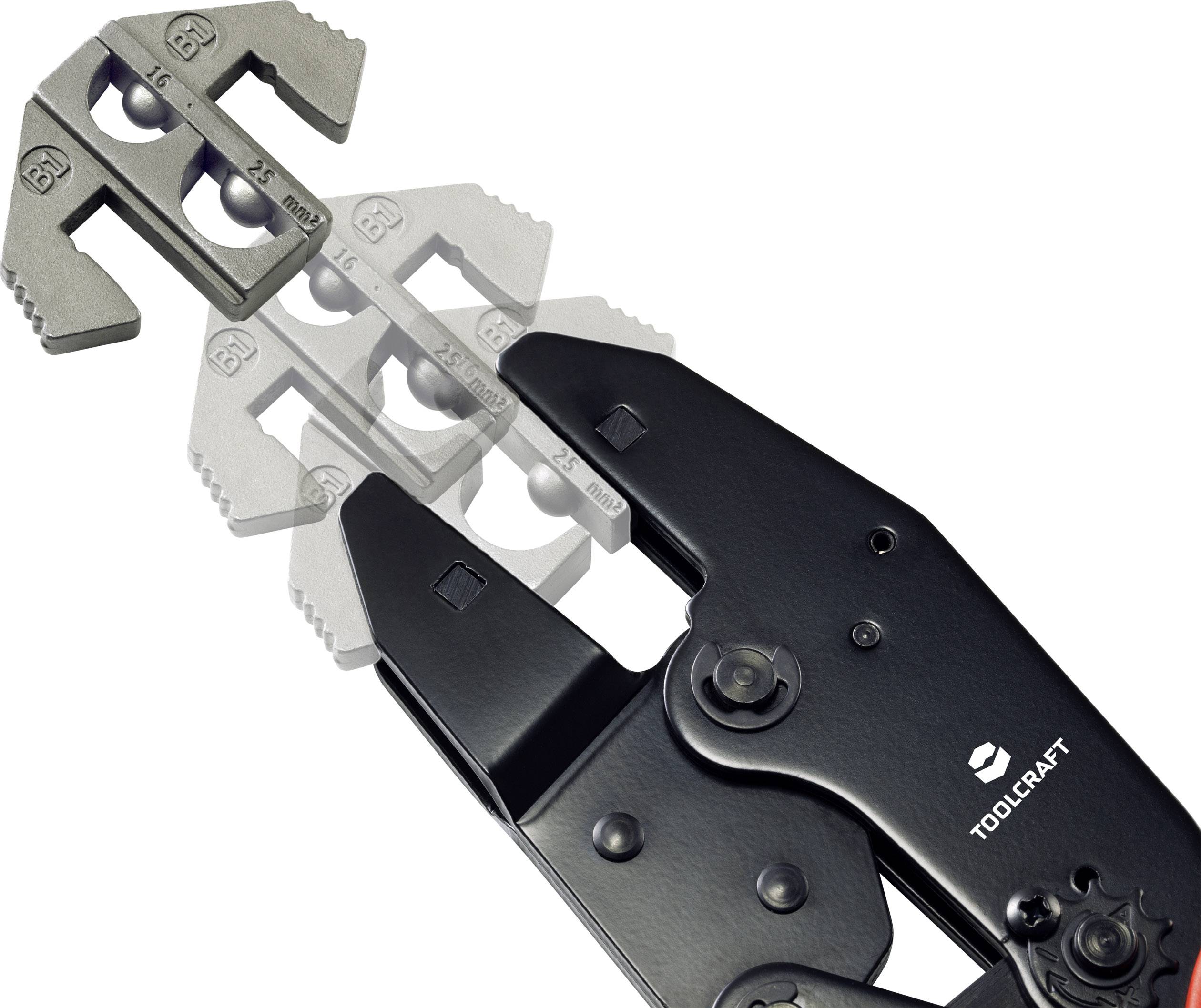 TOOLCRAFT PLE-0B1 Crimp-Einsätze Unisolierte Kabelschuhe Quetschbereich: 16 bis 25mm² Passend für Marke (Zangen): TOOLCRAFT PZ-500