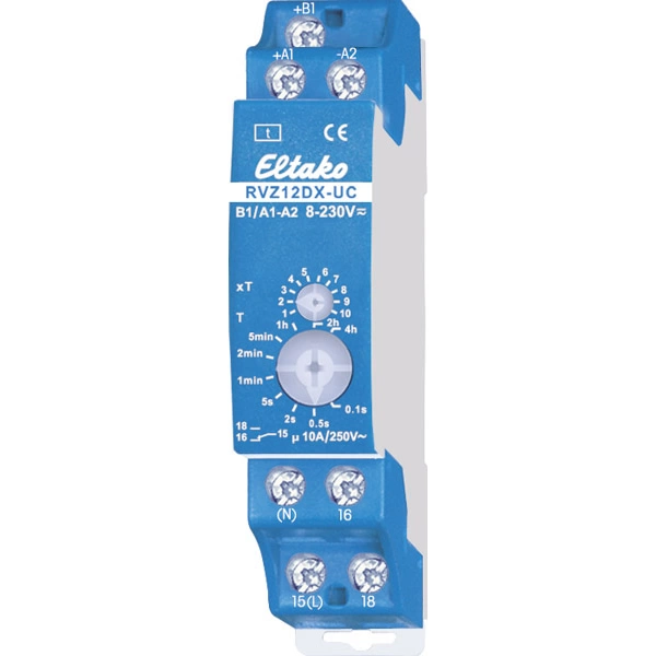 Eltako 23001202 RVZ12DX-UC Zeitrelais Monofunktional 230V 1 St. Zeitbereich: 0.1s - 40h 1 Wechsler Eltako 23001202 RVZ12DX-UC Zeitrelais Monofunktional 230V 1 St. Zeitbereich: 0.1s - 40h 1 Wechsler