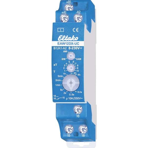 Eltako 23001702 EAW12DX-UC Zeitrelais Monofunktional 230V 1 St. Zeitbereich: 0.1s - 40h 1 Wechsler Eltako 23001702 EAW12DX-UC Zeitrelais Monofunktional 230V 1 St. Zeitbereich: 0.1s - 40h 1 Wechsler